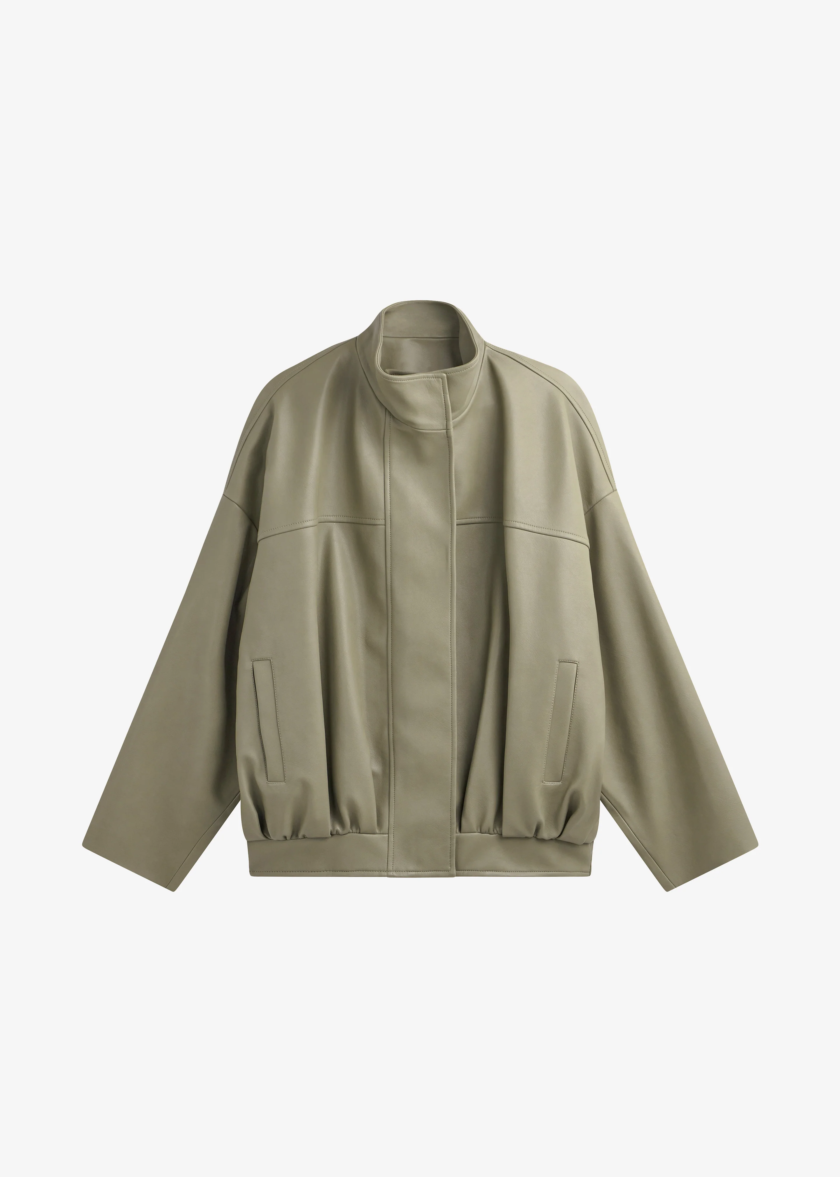Veren Faux Leather Bomber Jacket - Sage - Image 11