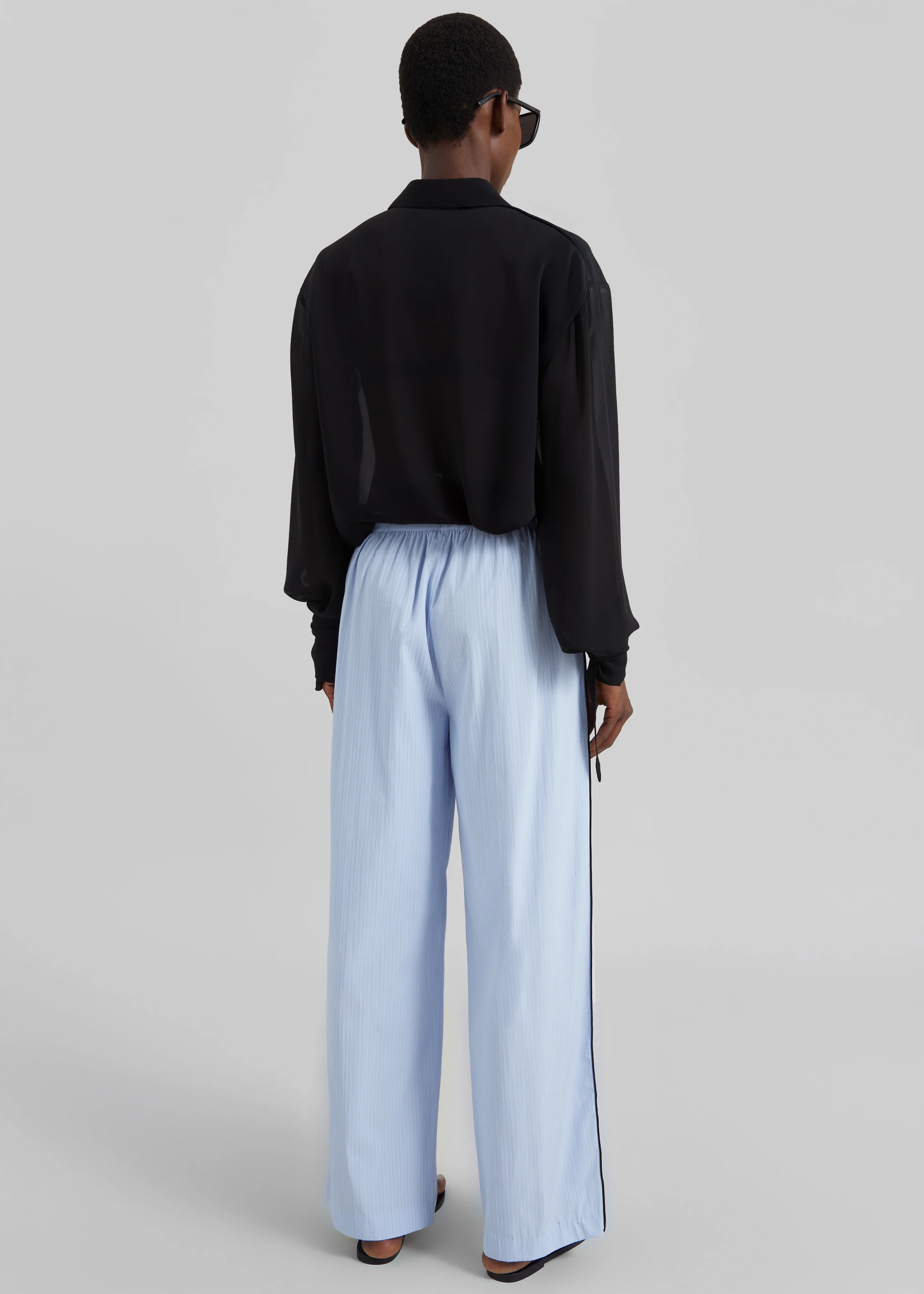 Verlin Sheer Chiffon Tie Cuff Shirt - Black - Image 16