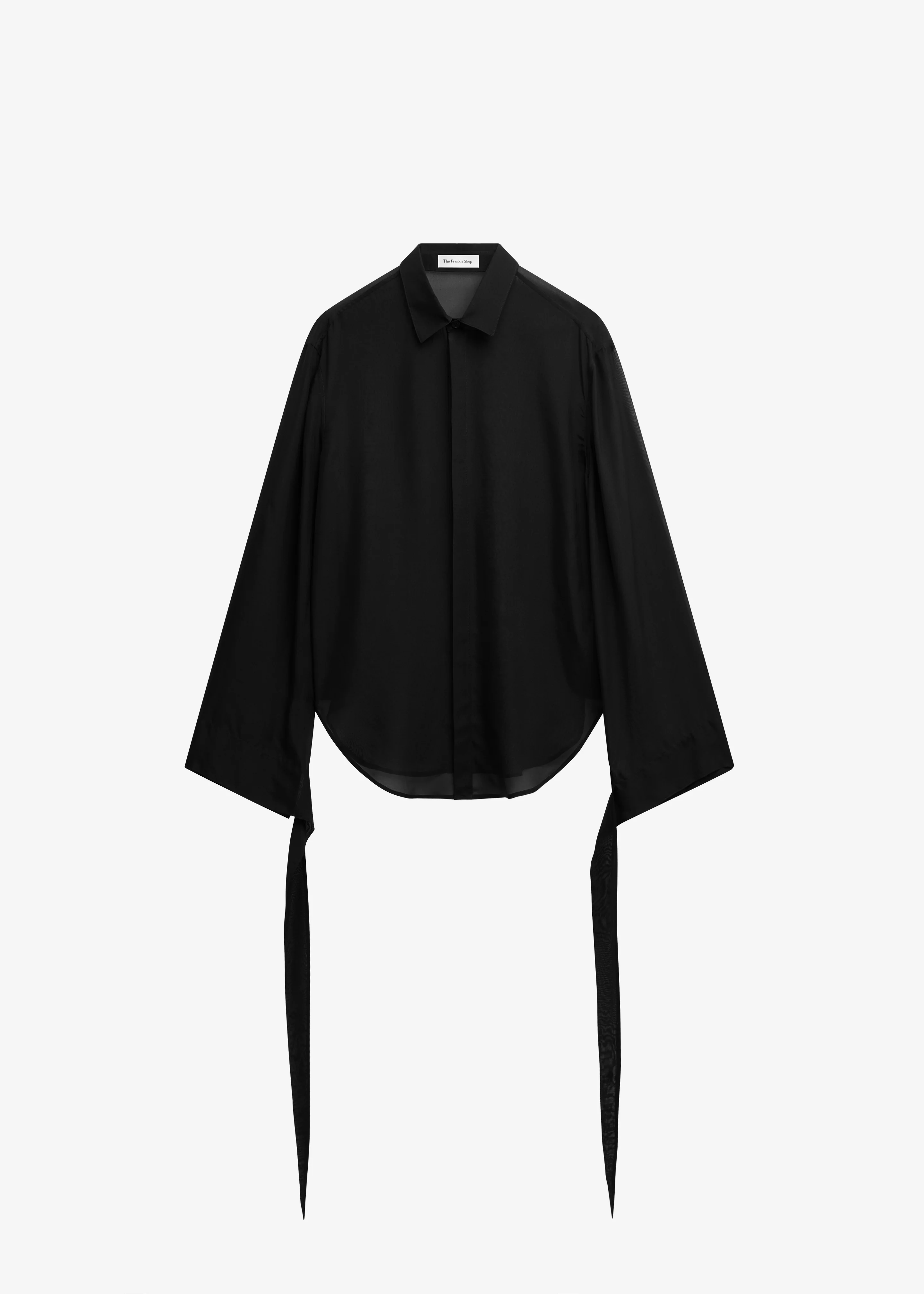 Verlin Sheer Chiffon Tie Cuff Shirt - Black - Image 17