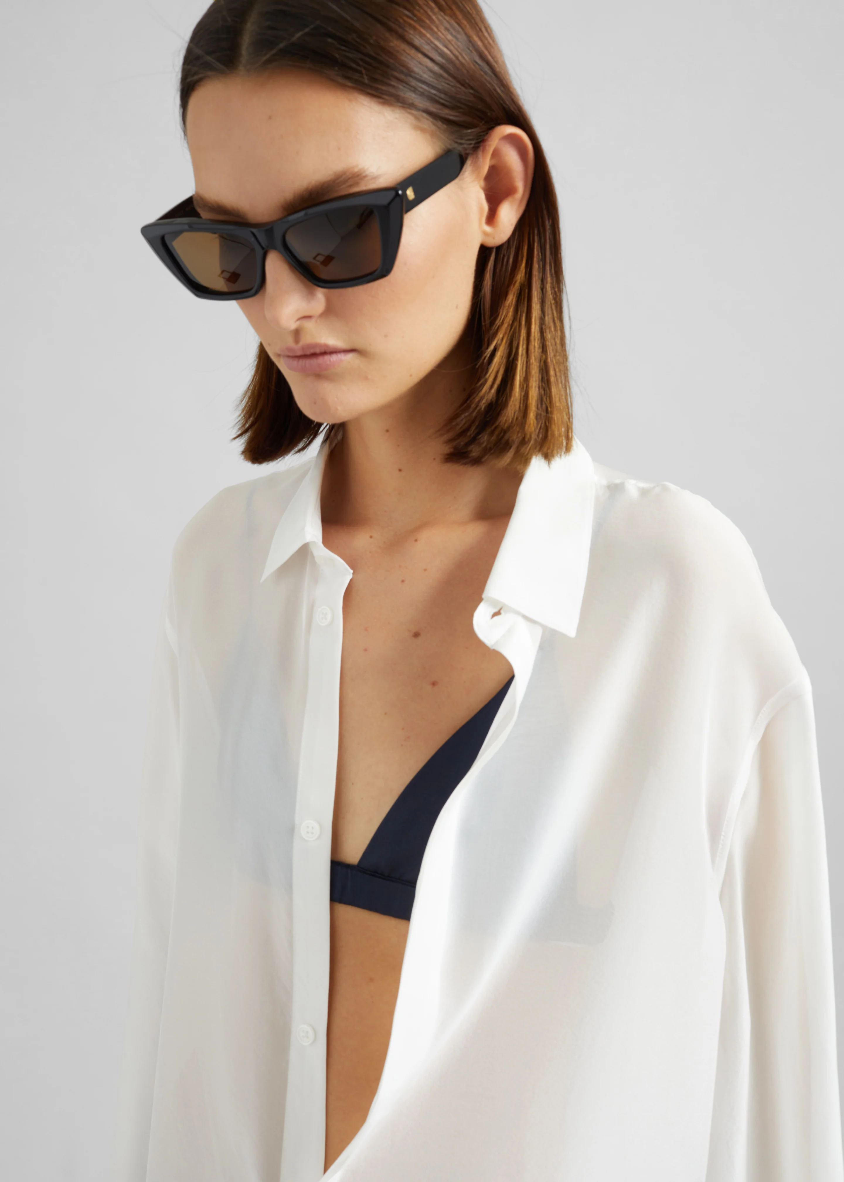 Verlin Sheer Chiffon Tie Cuff Shirt - White - Image 6
