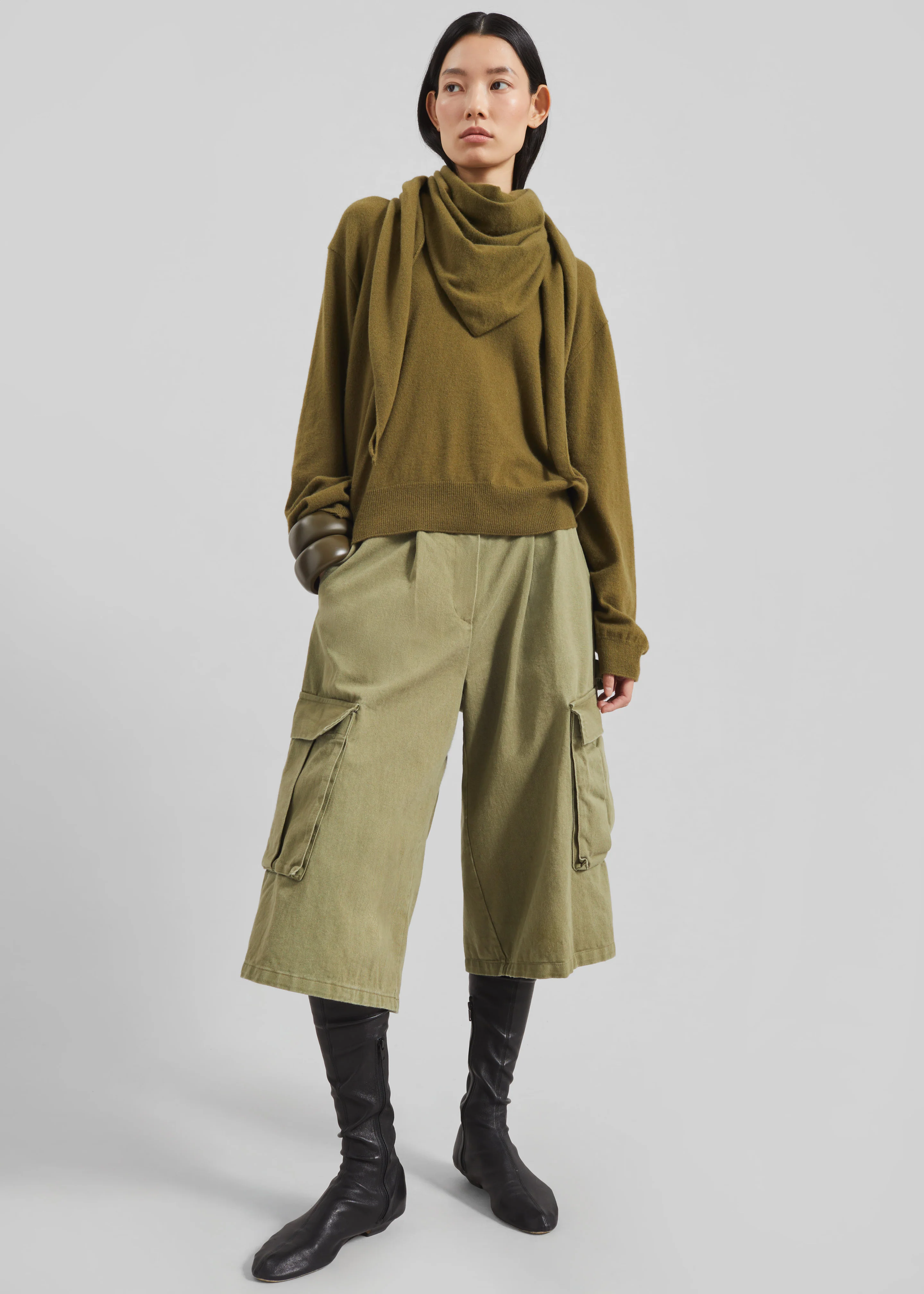 Vermont Scarf Sweater - Olive - Image 3