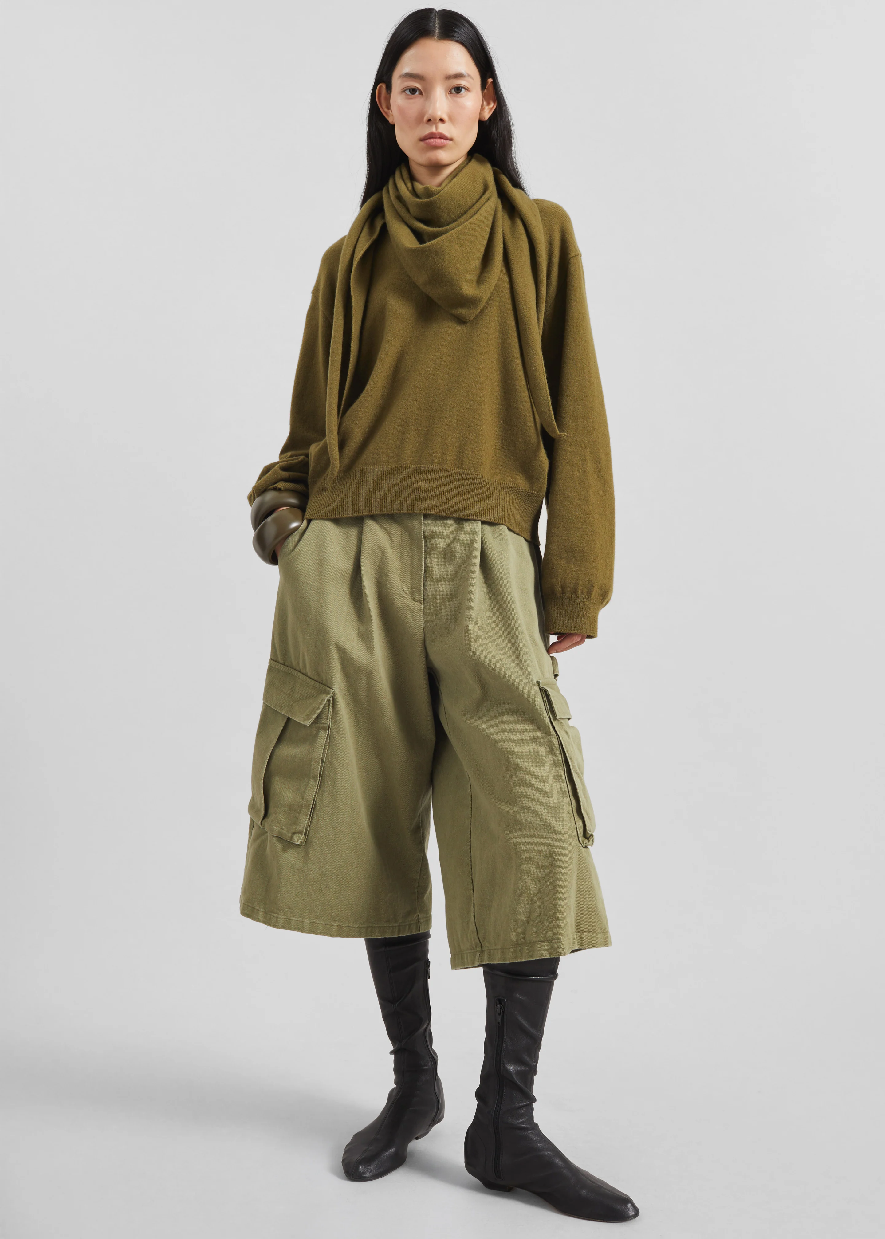 Vermont Scarf Sweater - Olive - Image 5