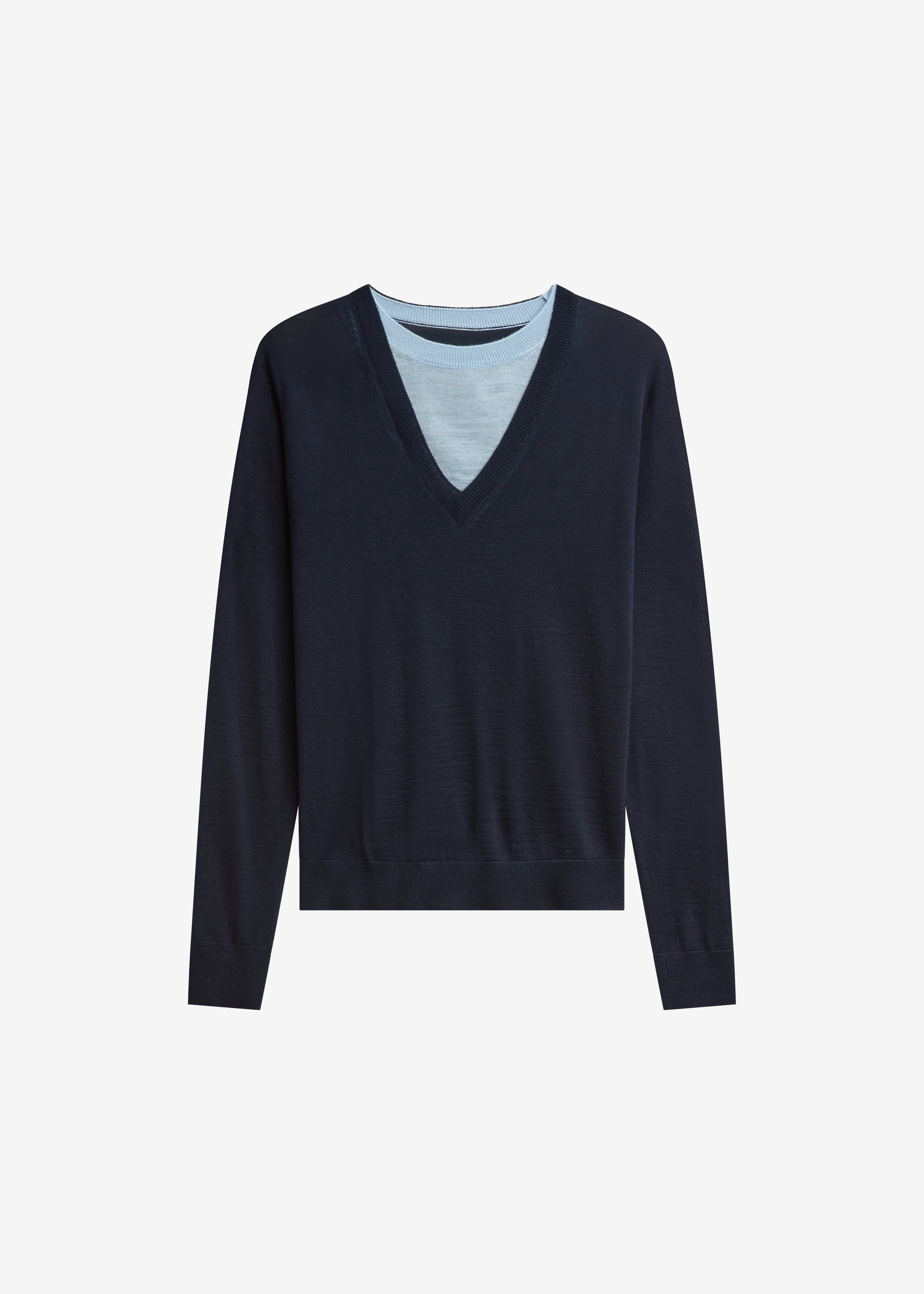 Vernon Layered Knit Pullover - Navy - Image 6