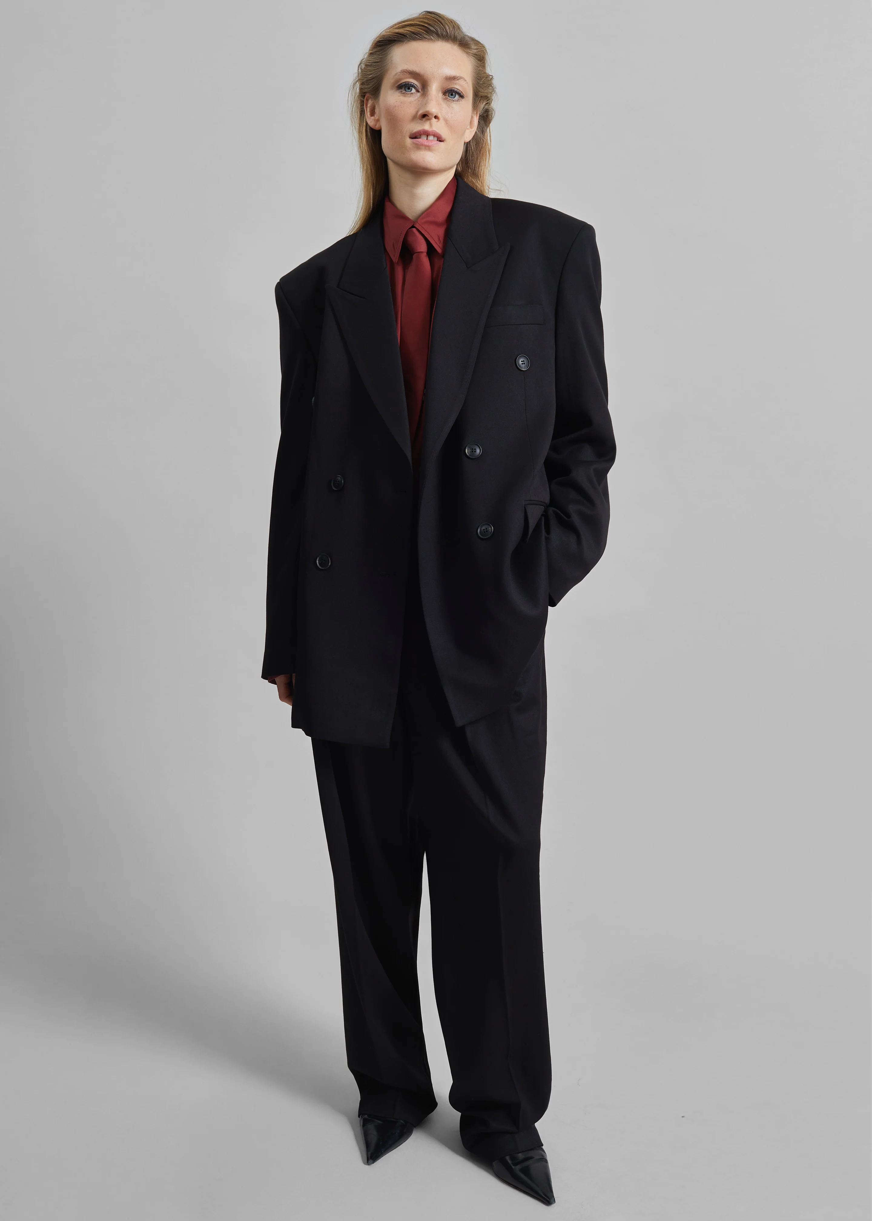 Vester Double-Breasted Blazer - Black - Image 2