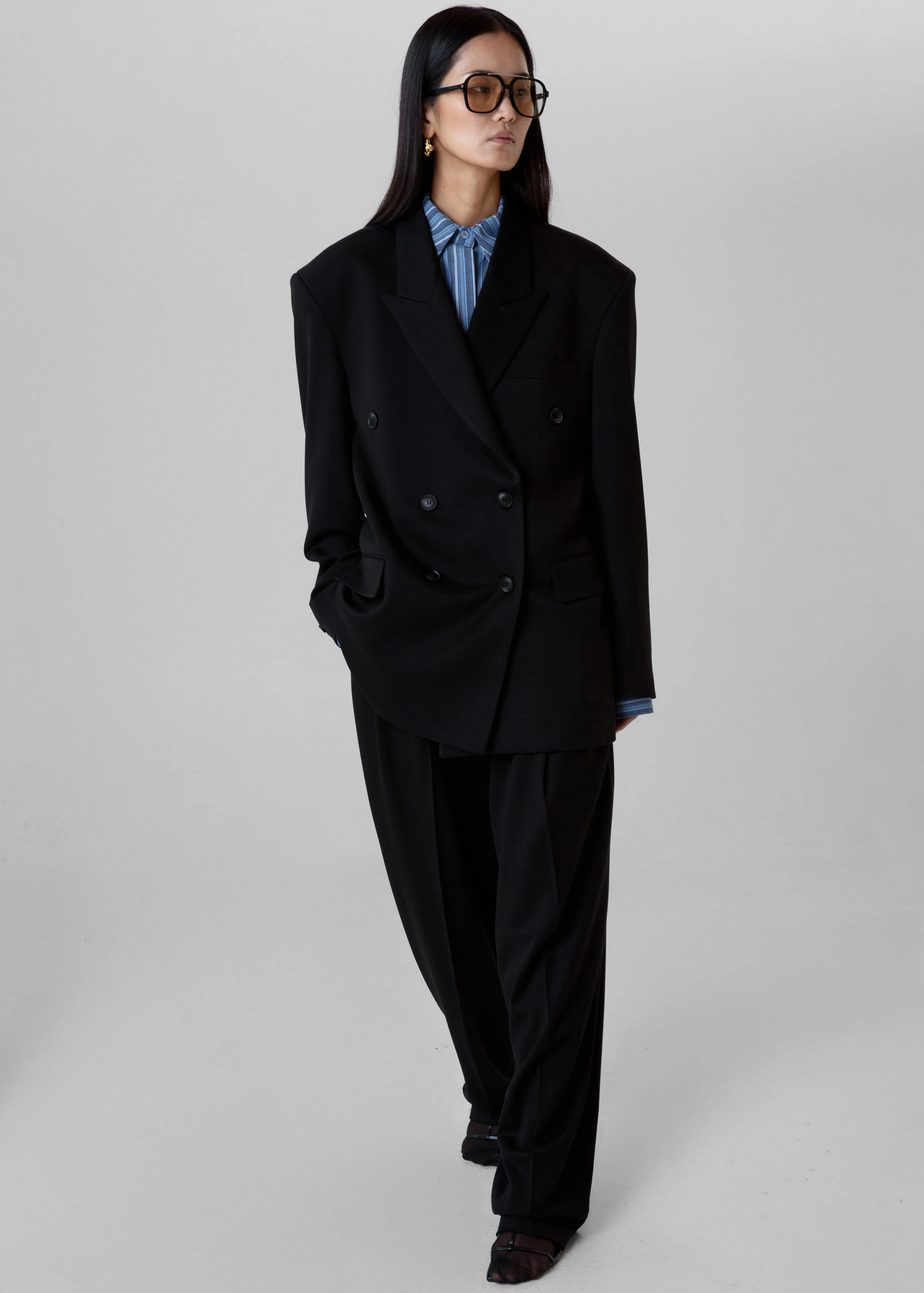 Vester Double-Breasted Blazer - Black - Image 4