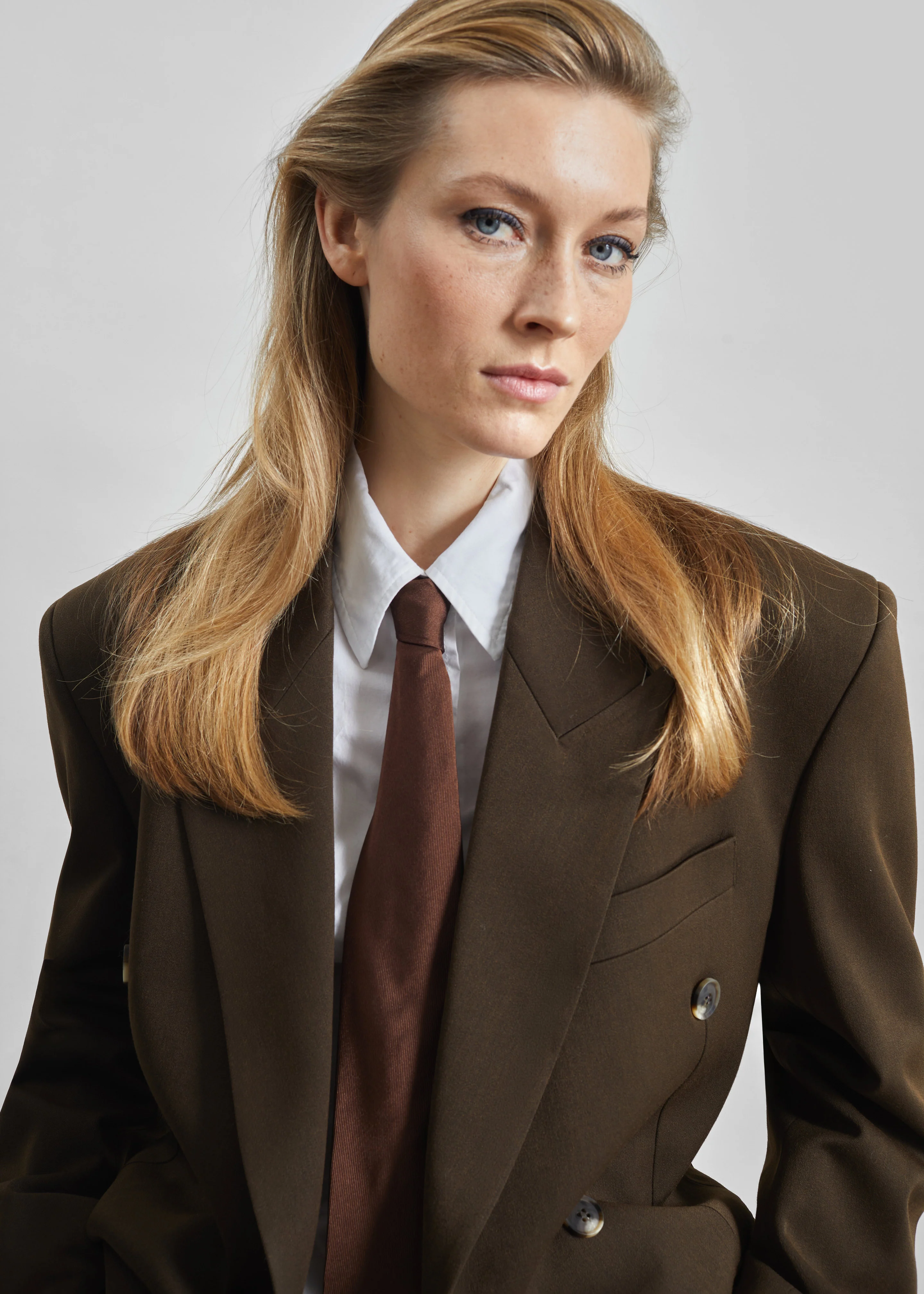 Vester Double-Breasted Blazer - Brown - Image 7