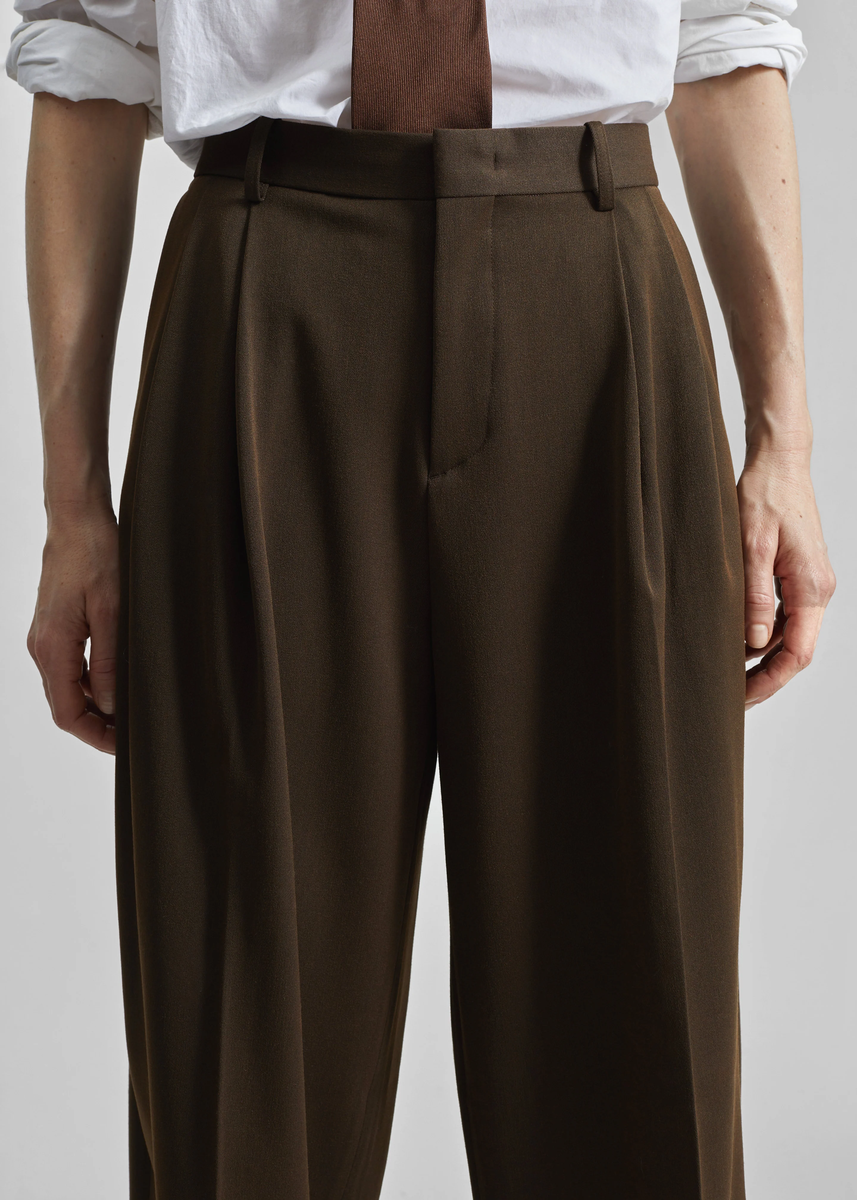 Vester Pleated Trousers - Brown - Image 4