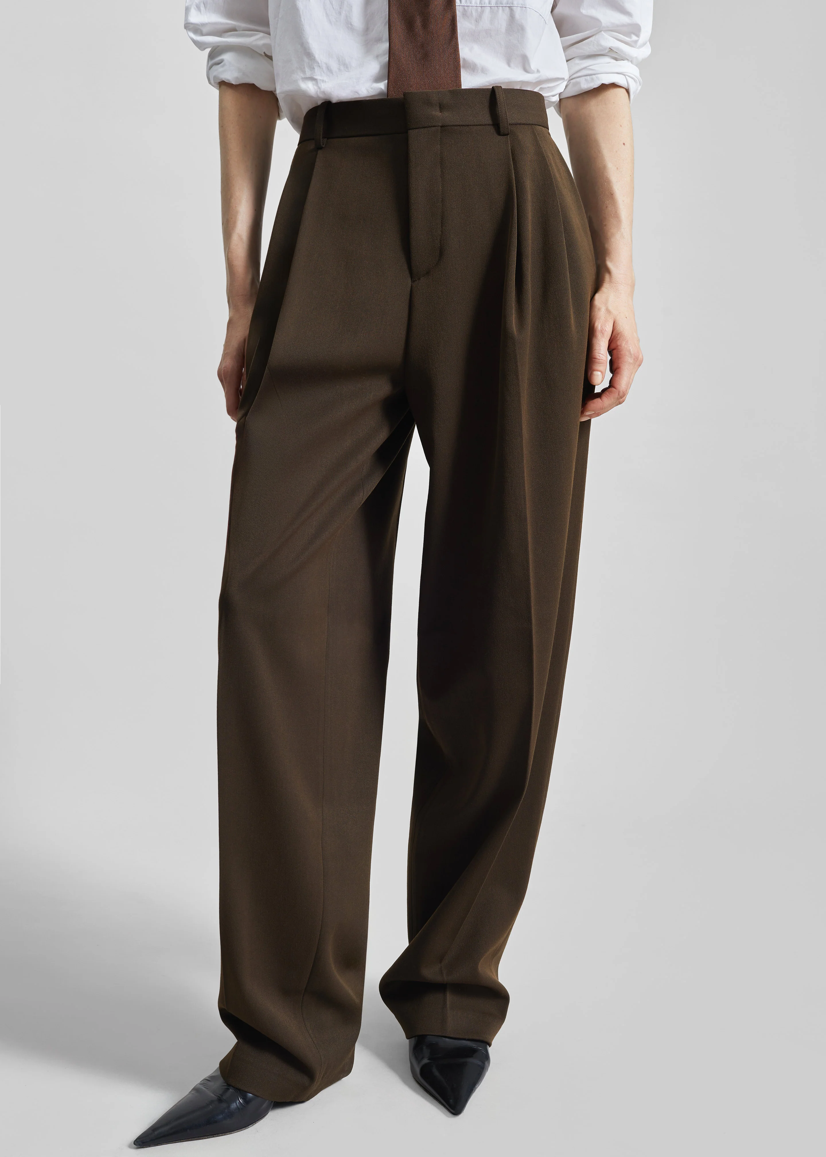 Vester Pleated Trousers - Brown - Image 7