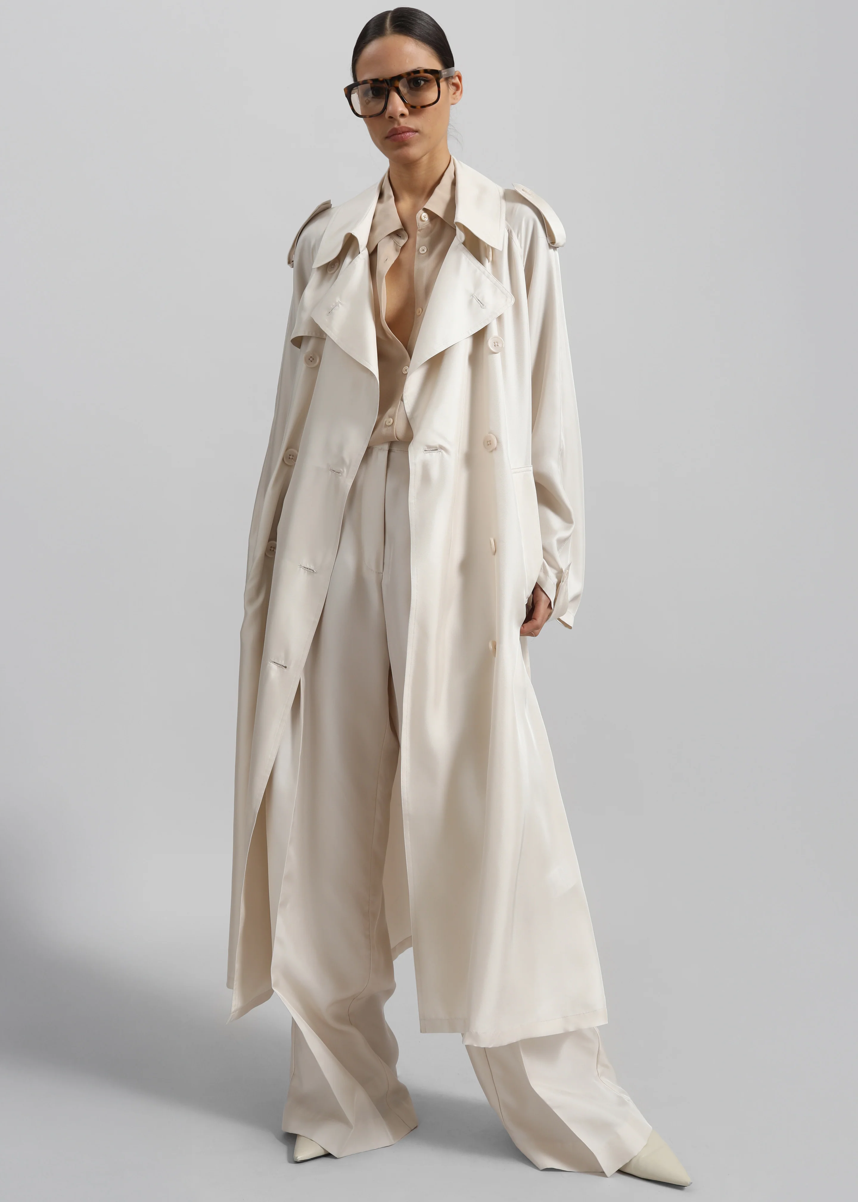 Veyron Silk Trench - Ivory - Image 2