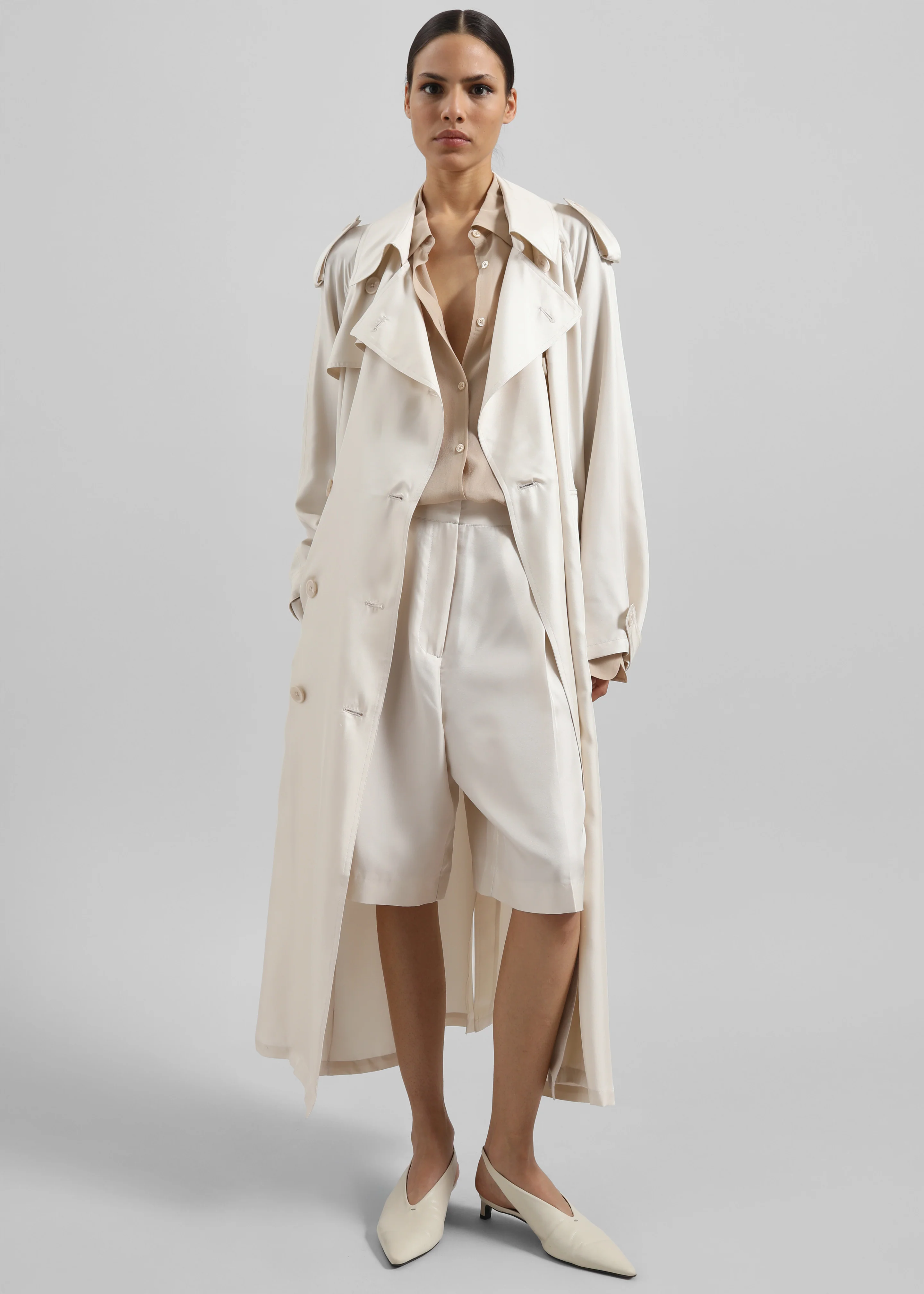 Veyron Silk Trench - Ivory - Image 4