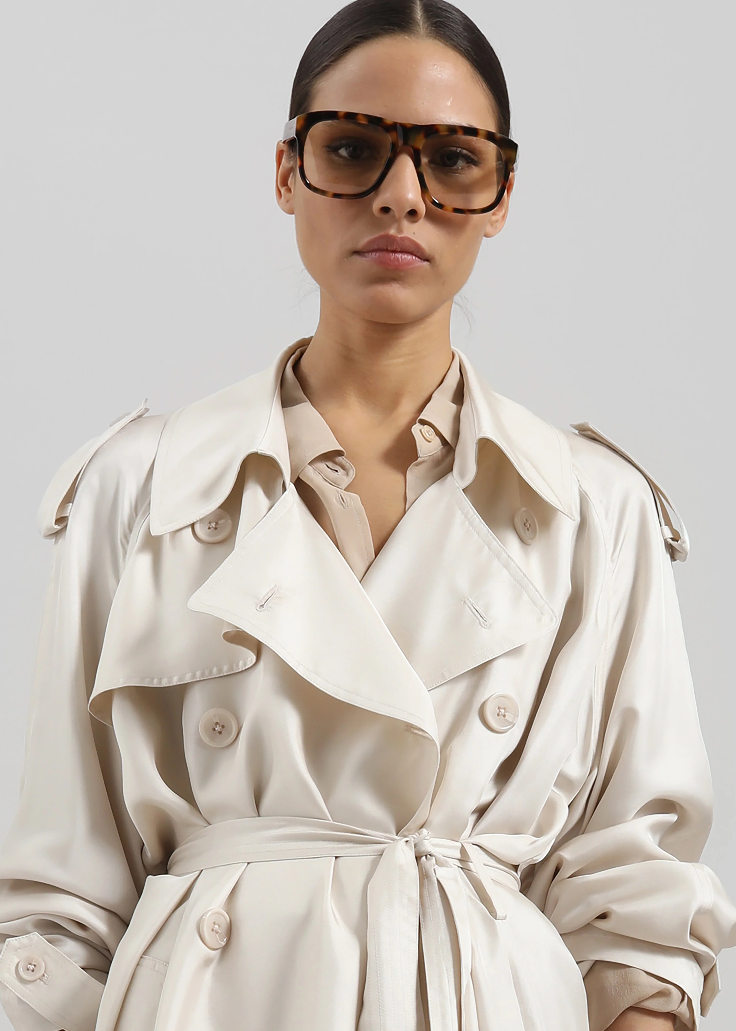 Veyron Silk Trench - Ivory - Image 6