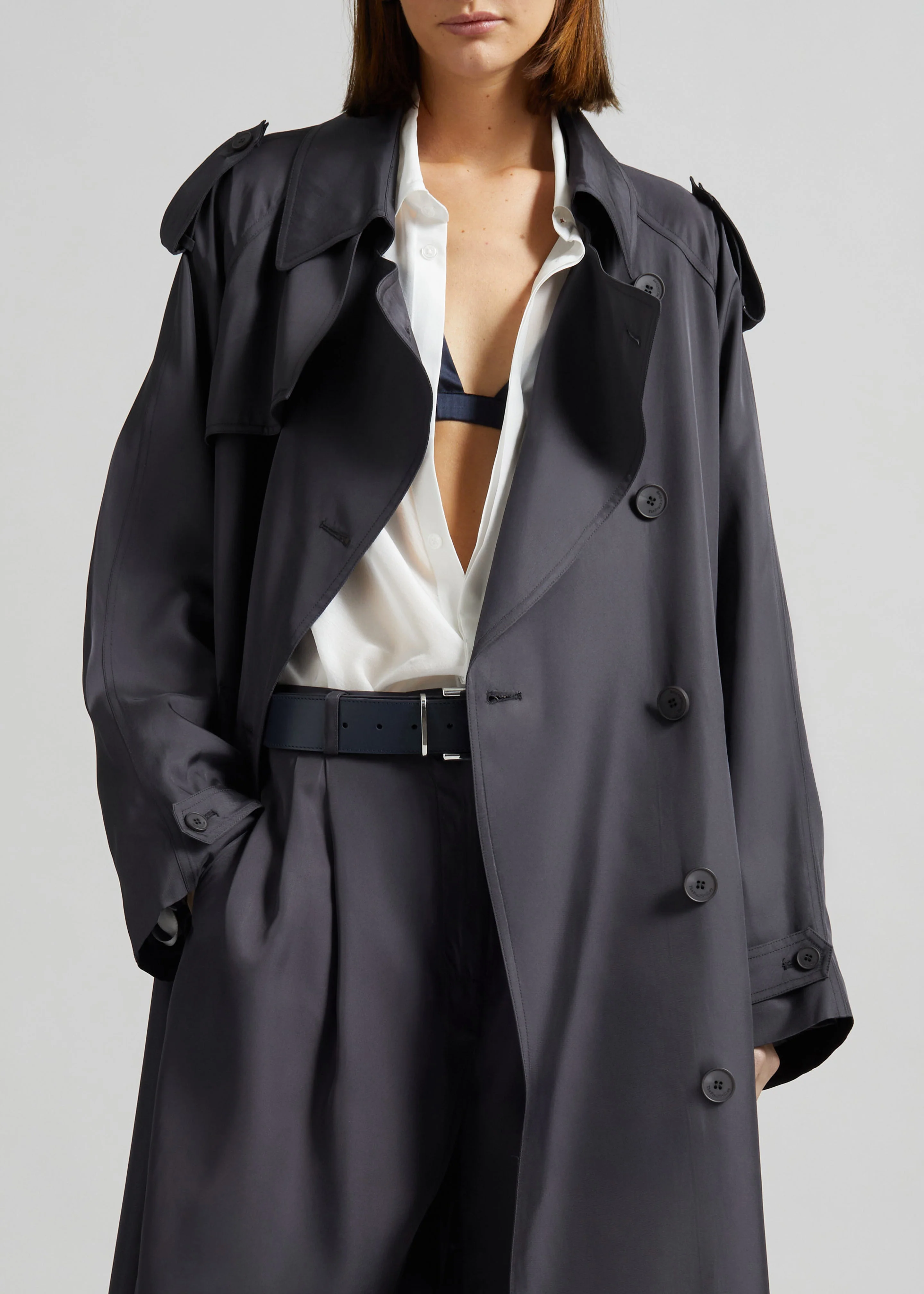 Veyron Silk Trench - Storm Grey - Image 3