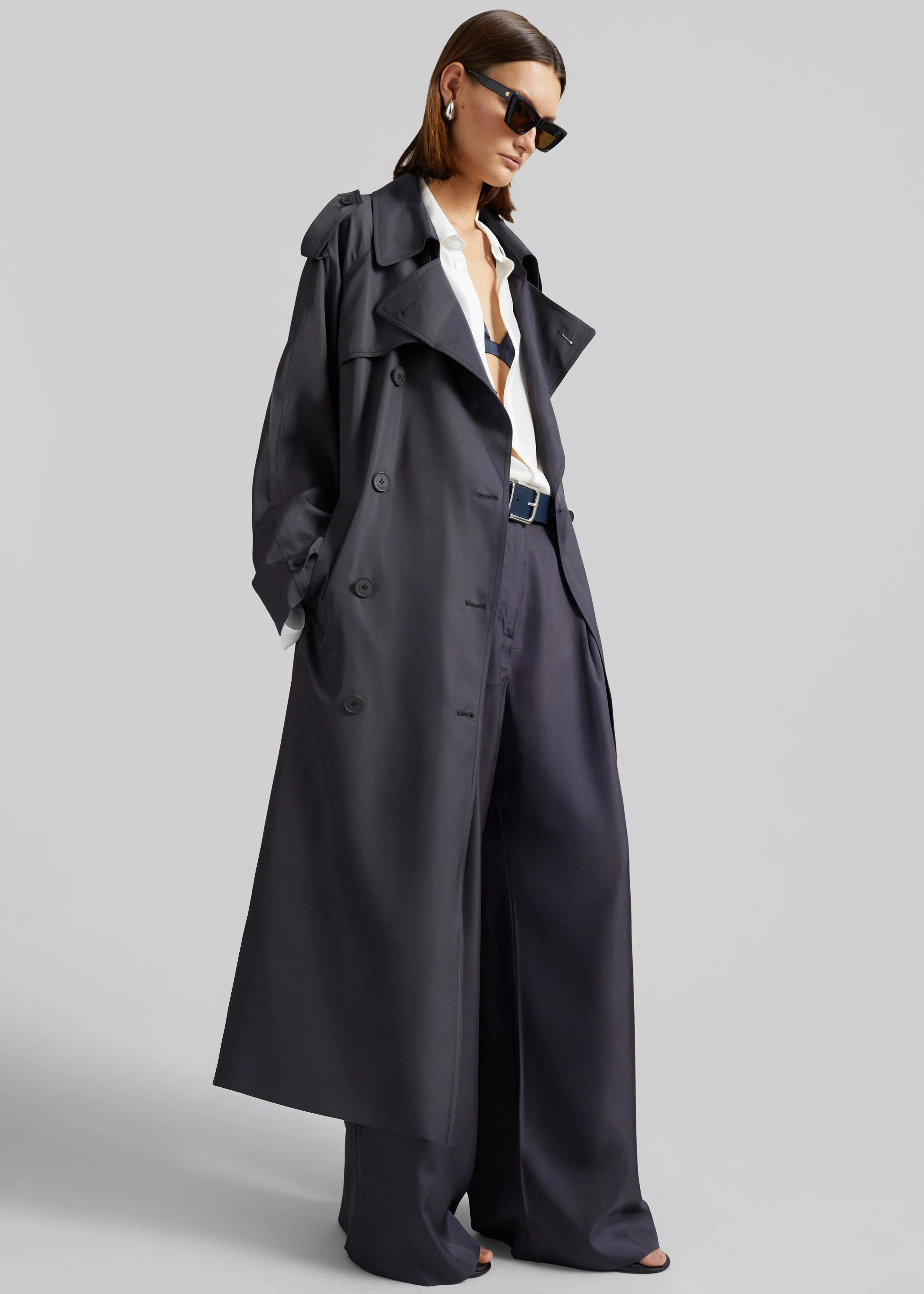 Veyron Silk Trench - Storm Grey - Image 4