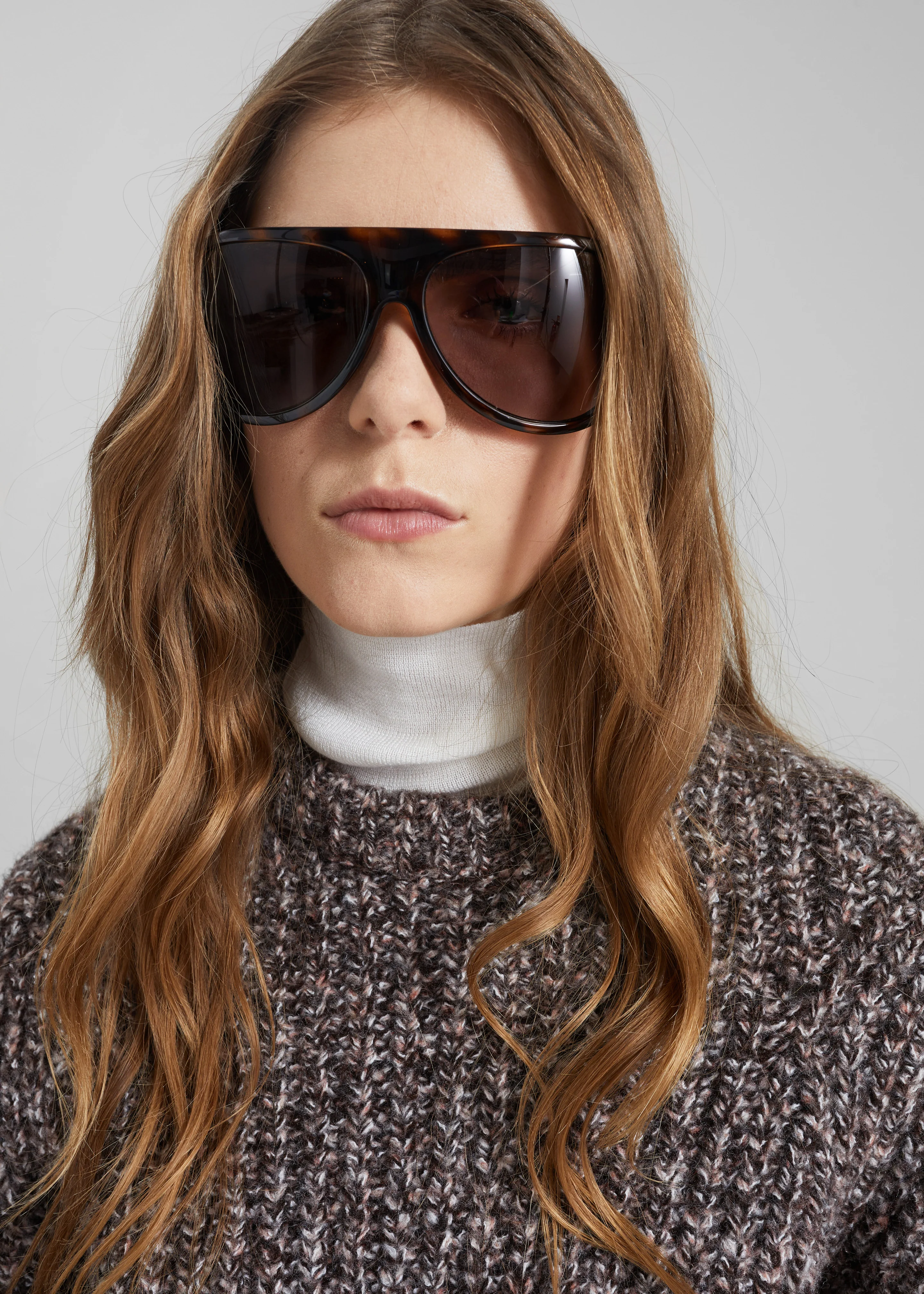Vezia Chunky Knit Sweater - Brown Melange - Image 3