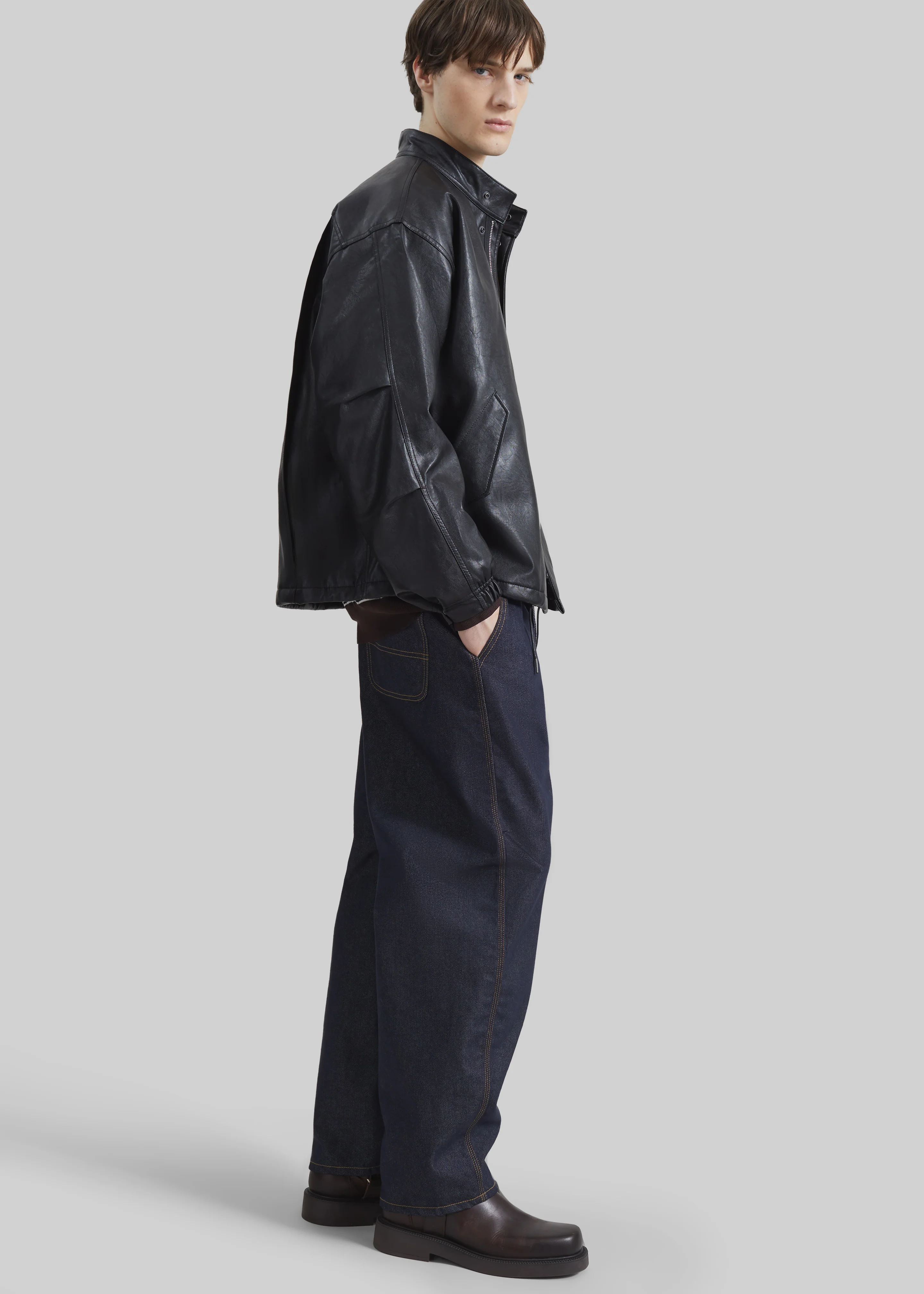 Viborg Faux Leather Jacket - Black - Image 5