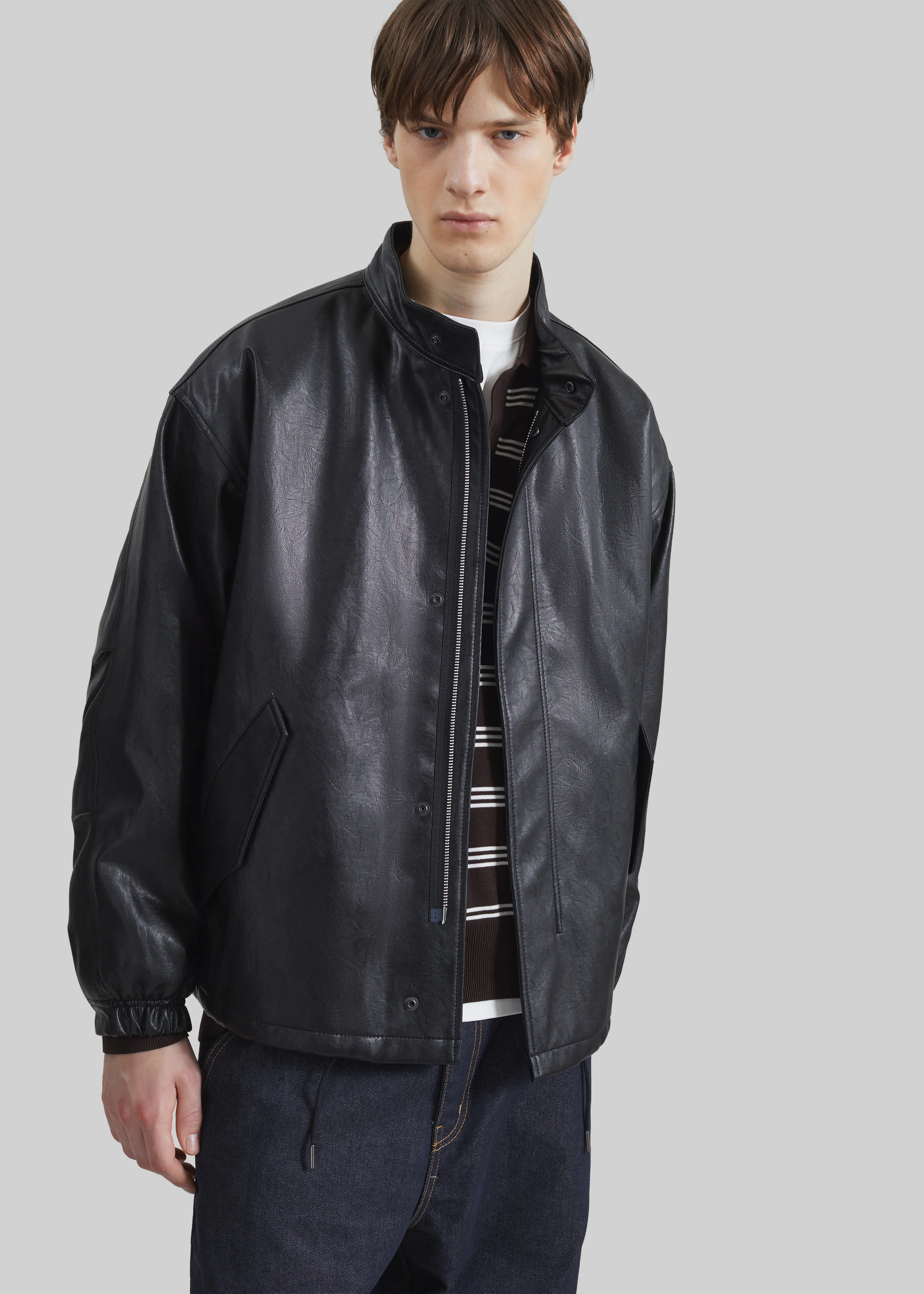 Viborg Faux Leather Jacket - Black - Image 6