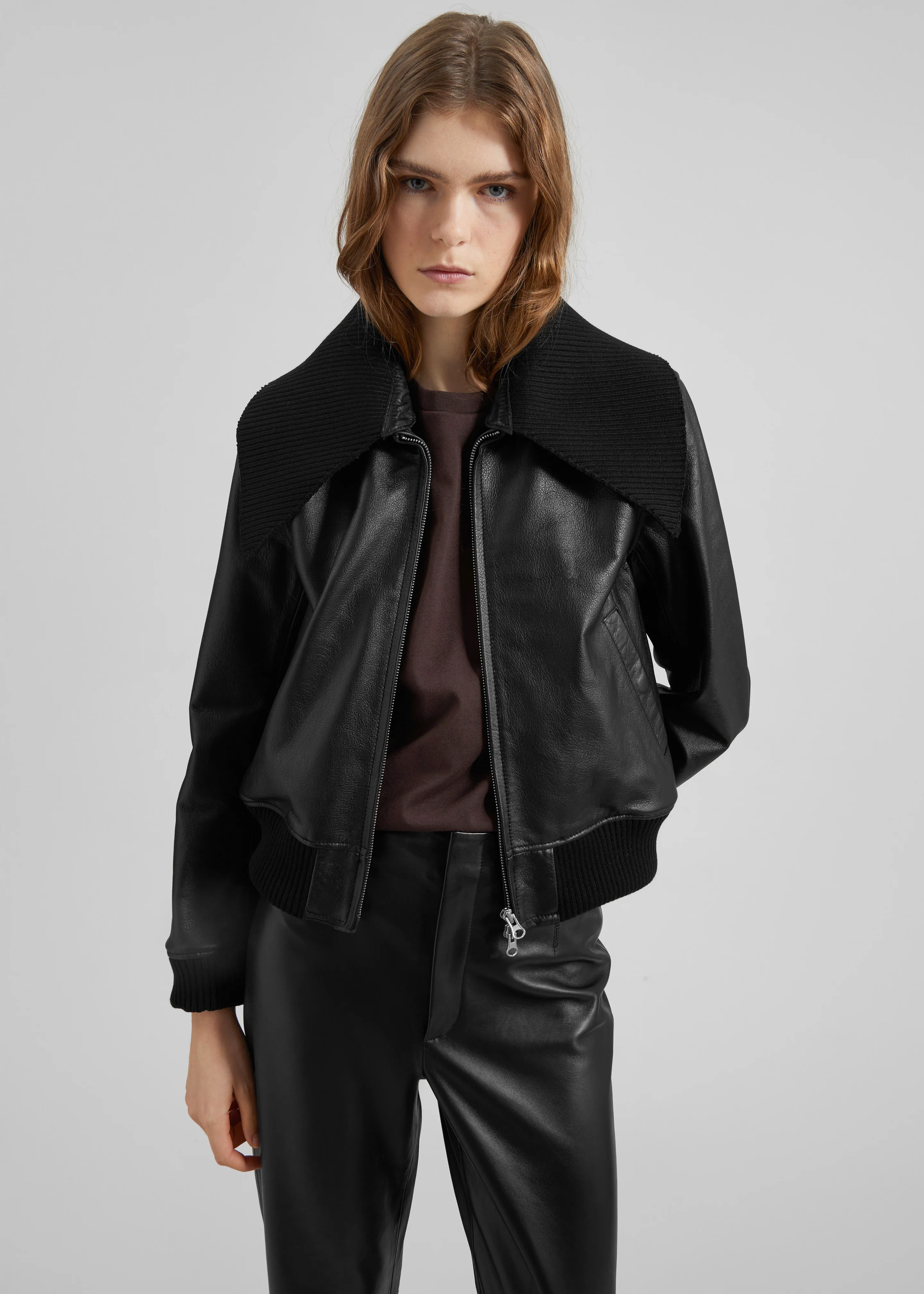 Vidsel Leather Bomber Jacket - Black - Image 2