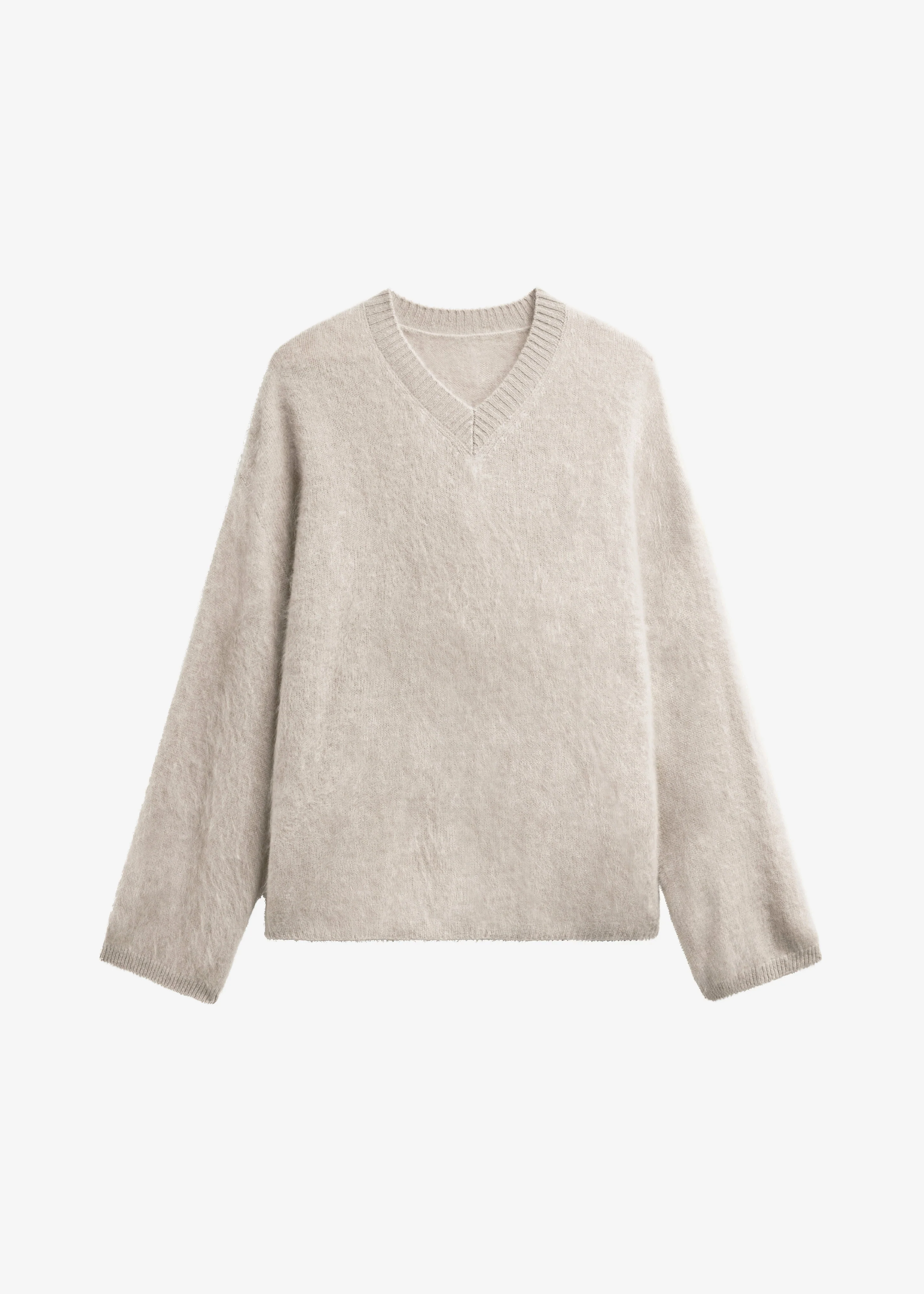 Vilhena Wool Fuzzy V-Neck Sweater - Beige - Image 7