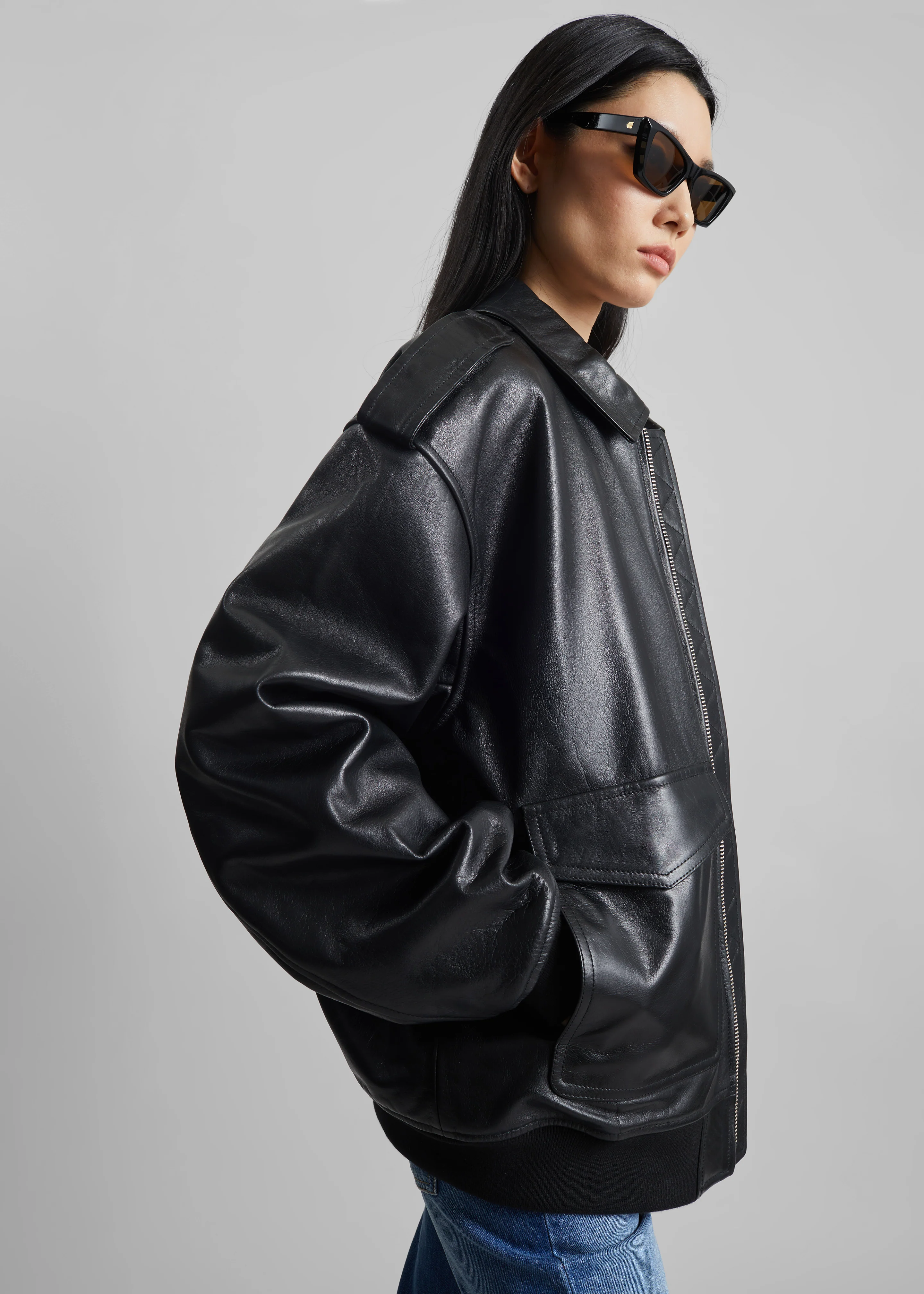 Viper Leather Jacket - Black - Image 3