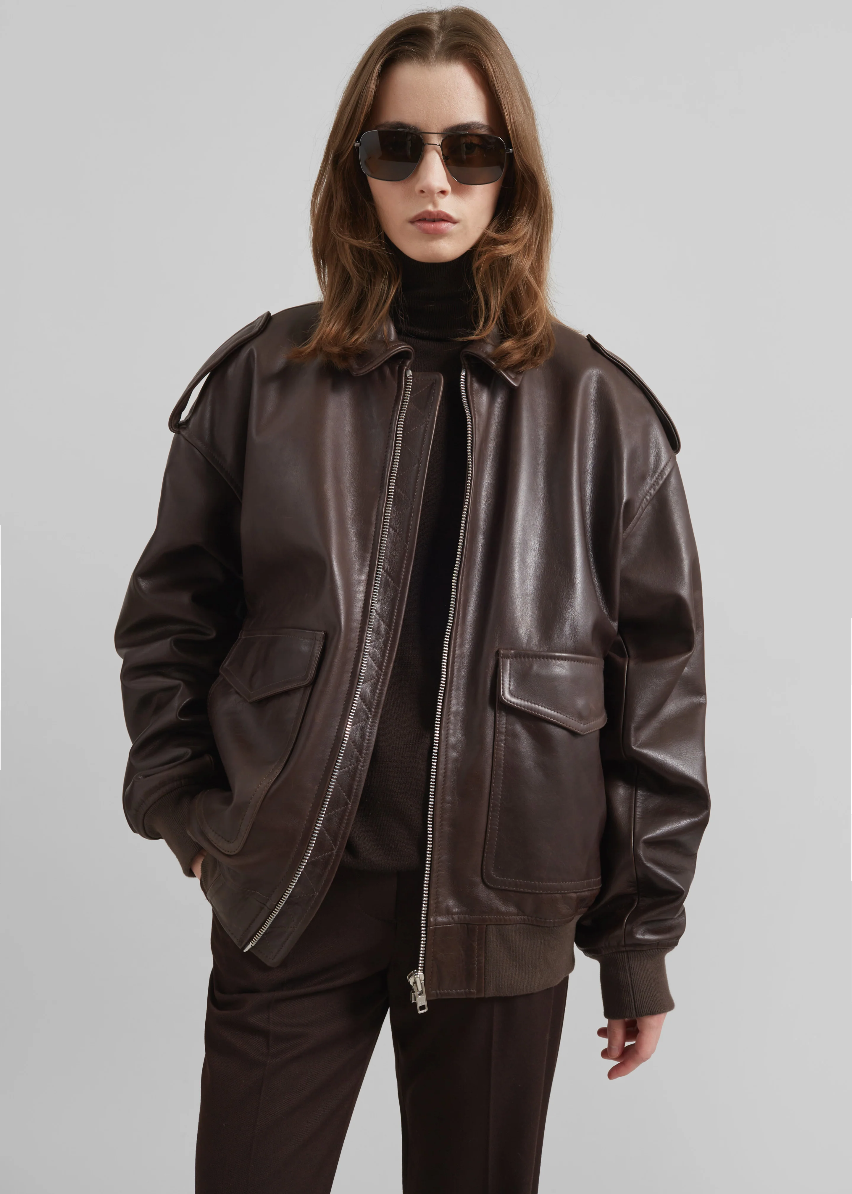 Viper Leather Jacket - Brown - Image 4