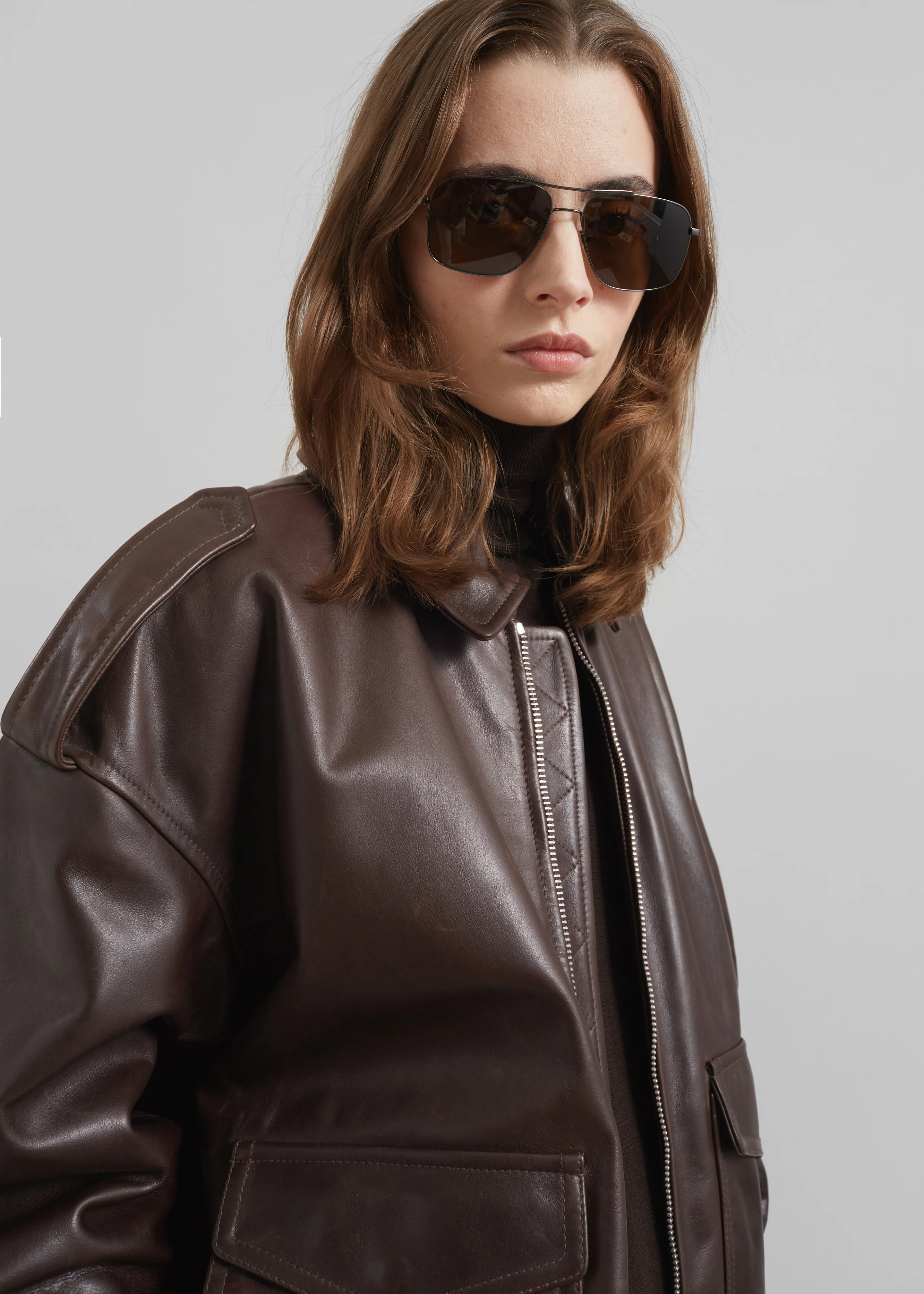Viper Leather Jacket - Brown - Image 6