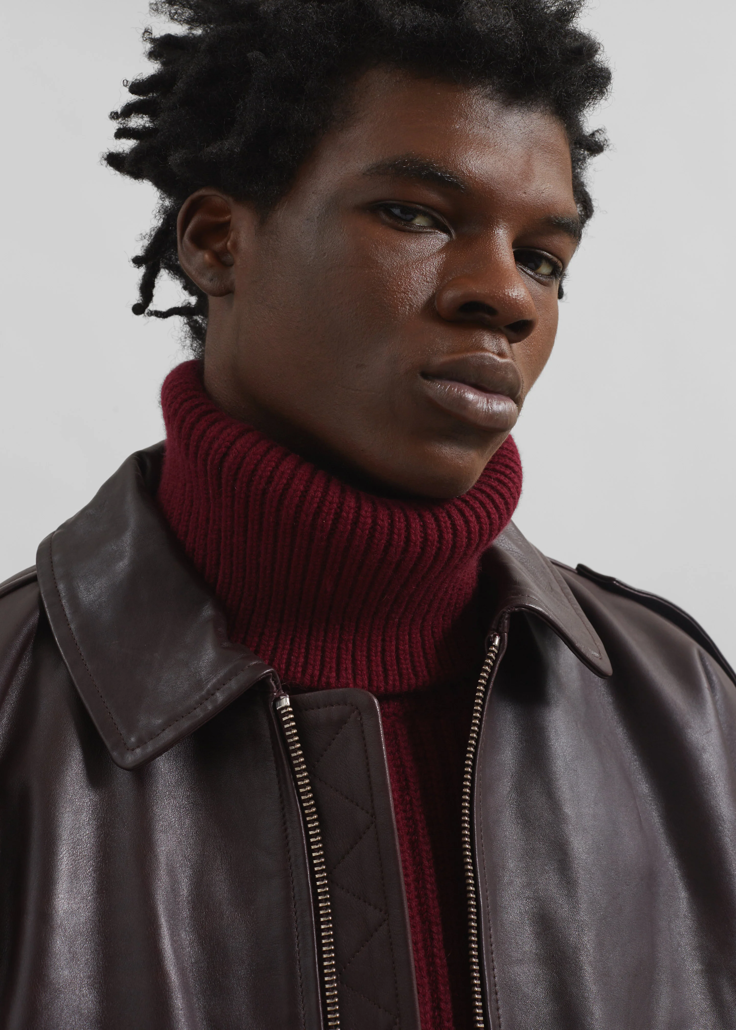 Viper Leather Jacket - Dark Plum - Image 13