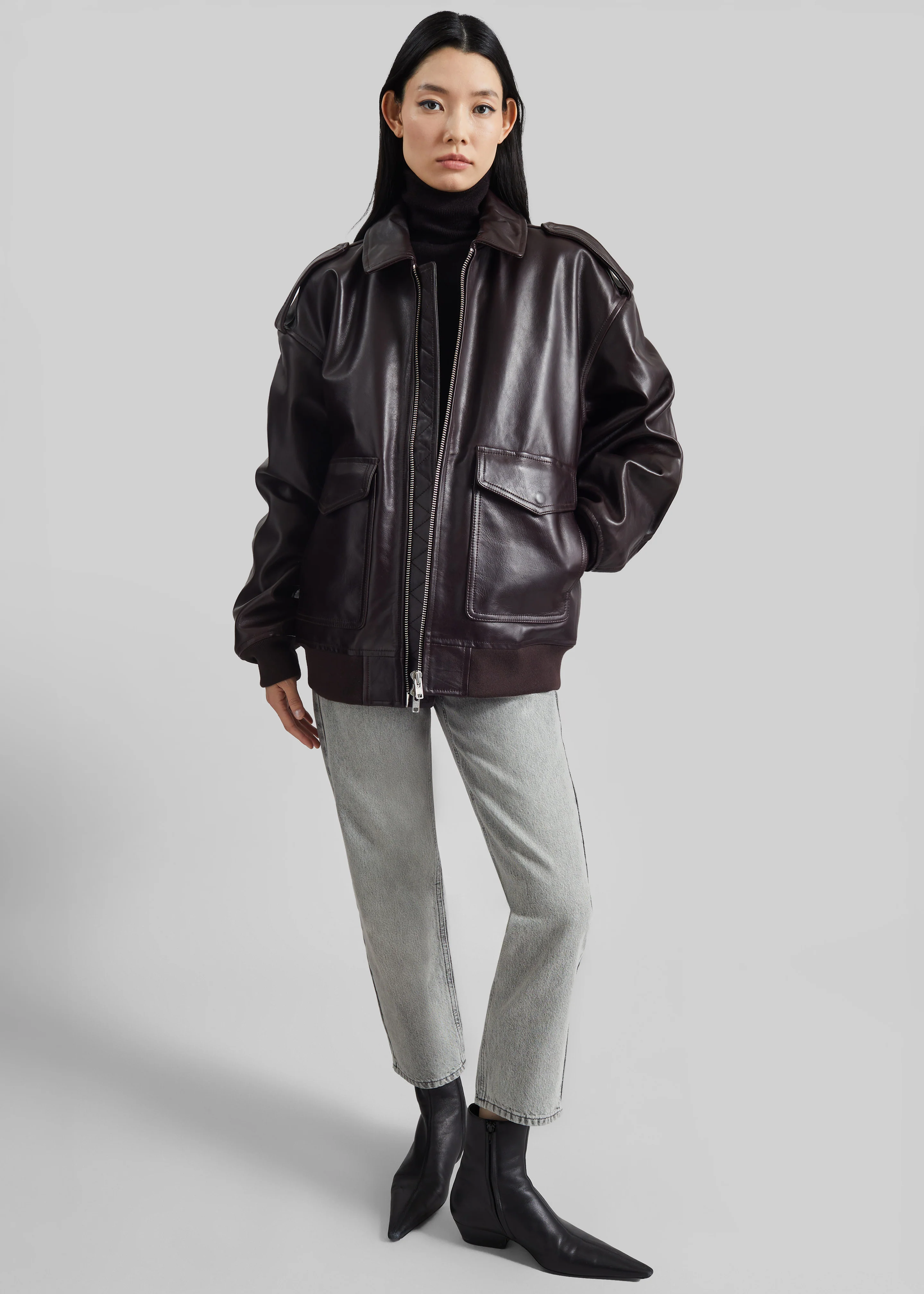 Viper Leather Jacket - Dark Plum - Image 3
