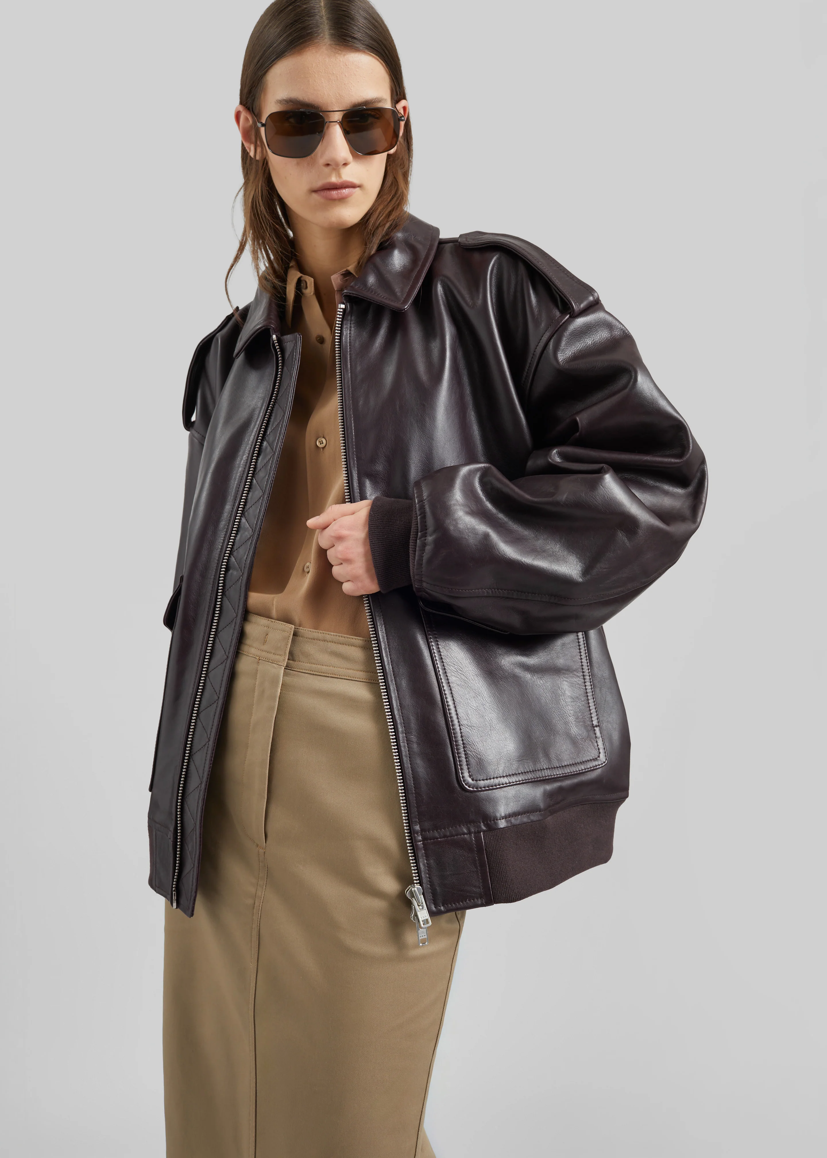 Viper Leather Jacket - Dark Plum - Image 4