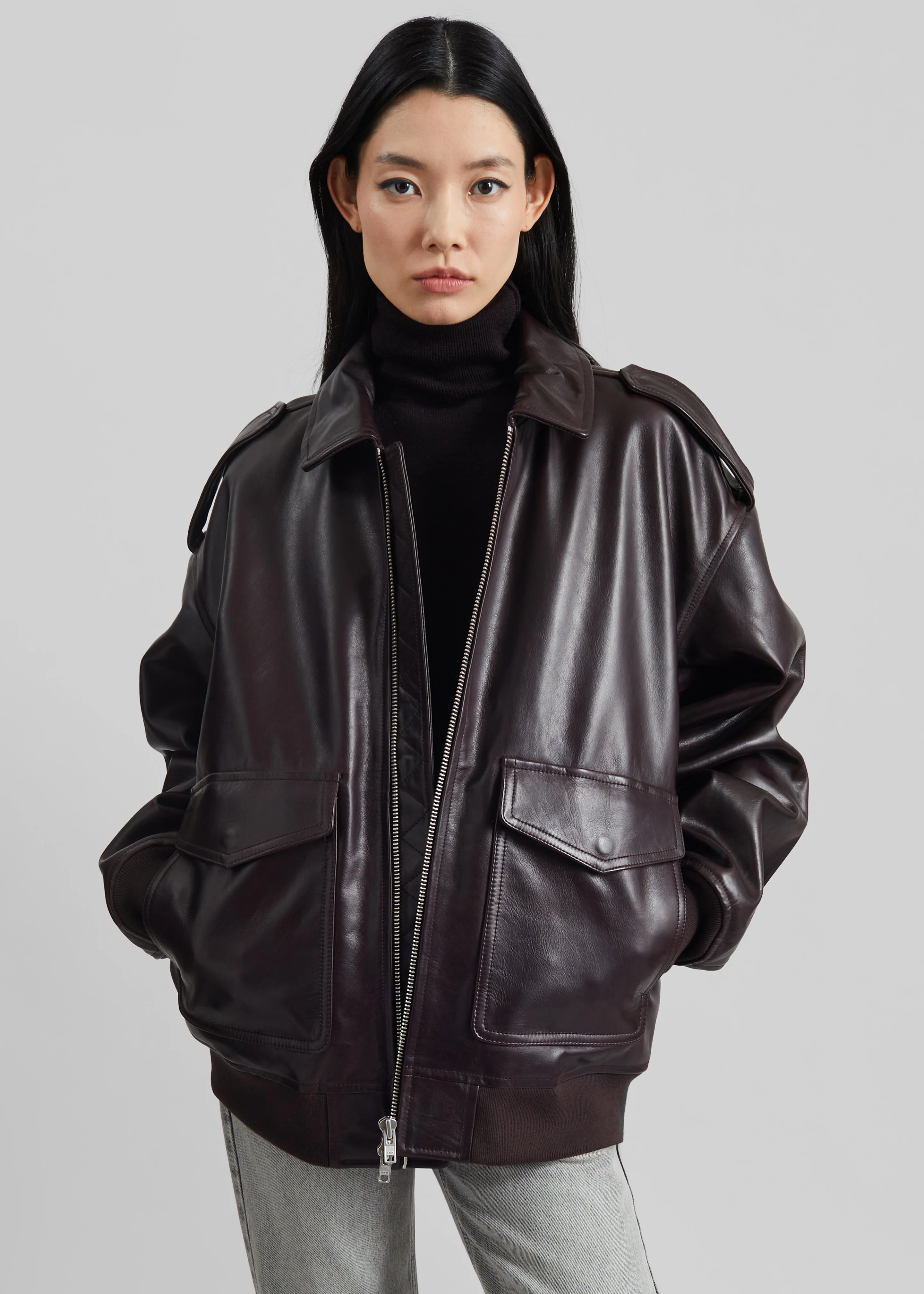 Viper Leather Jacket - Dark Plum - Image 6