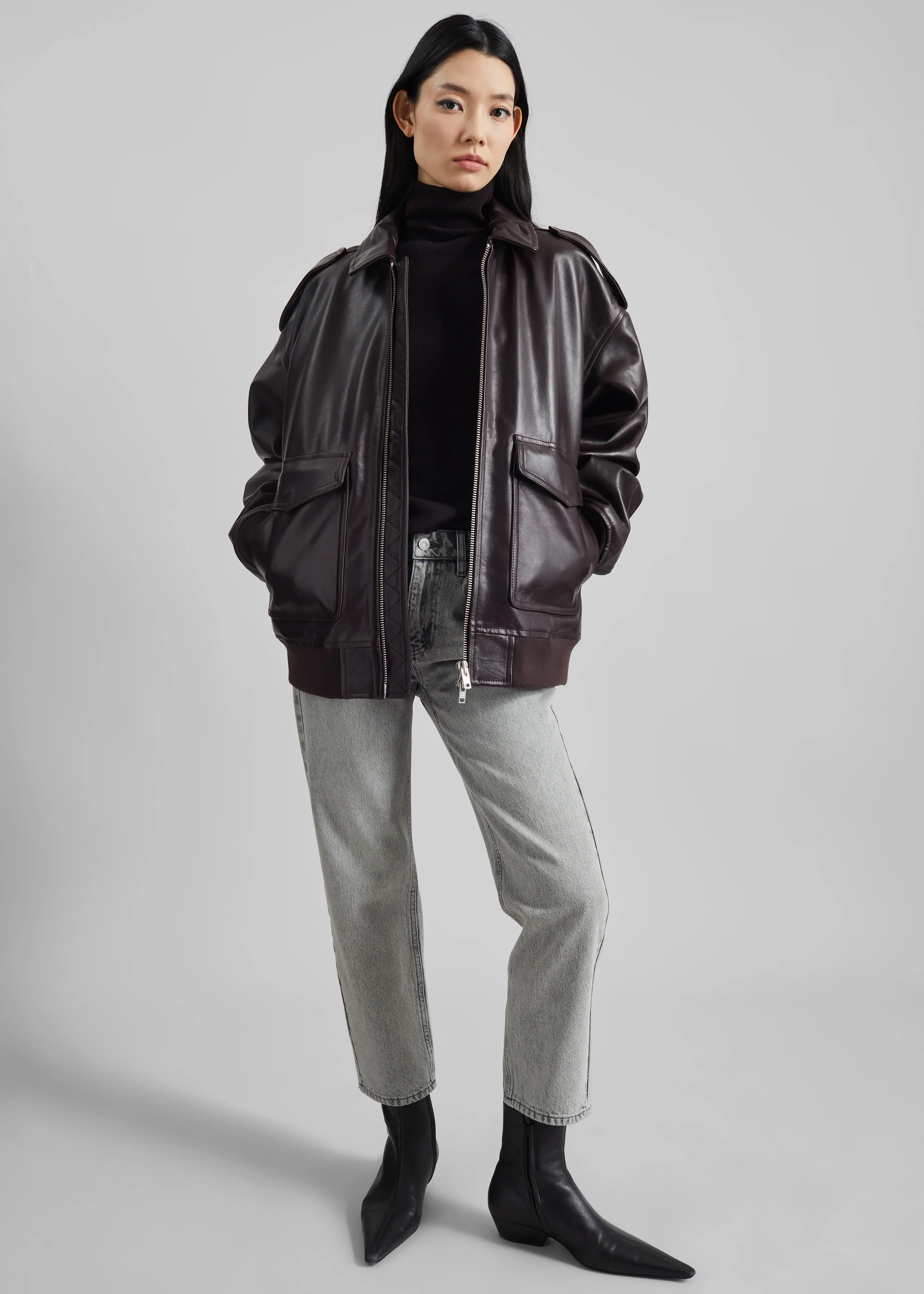 Viper Leather Jacket - Dark Plum - Image 7