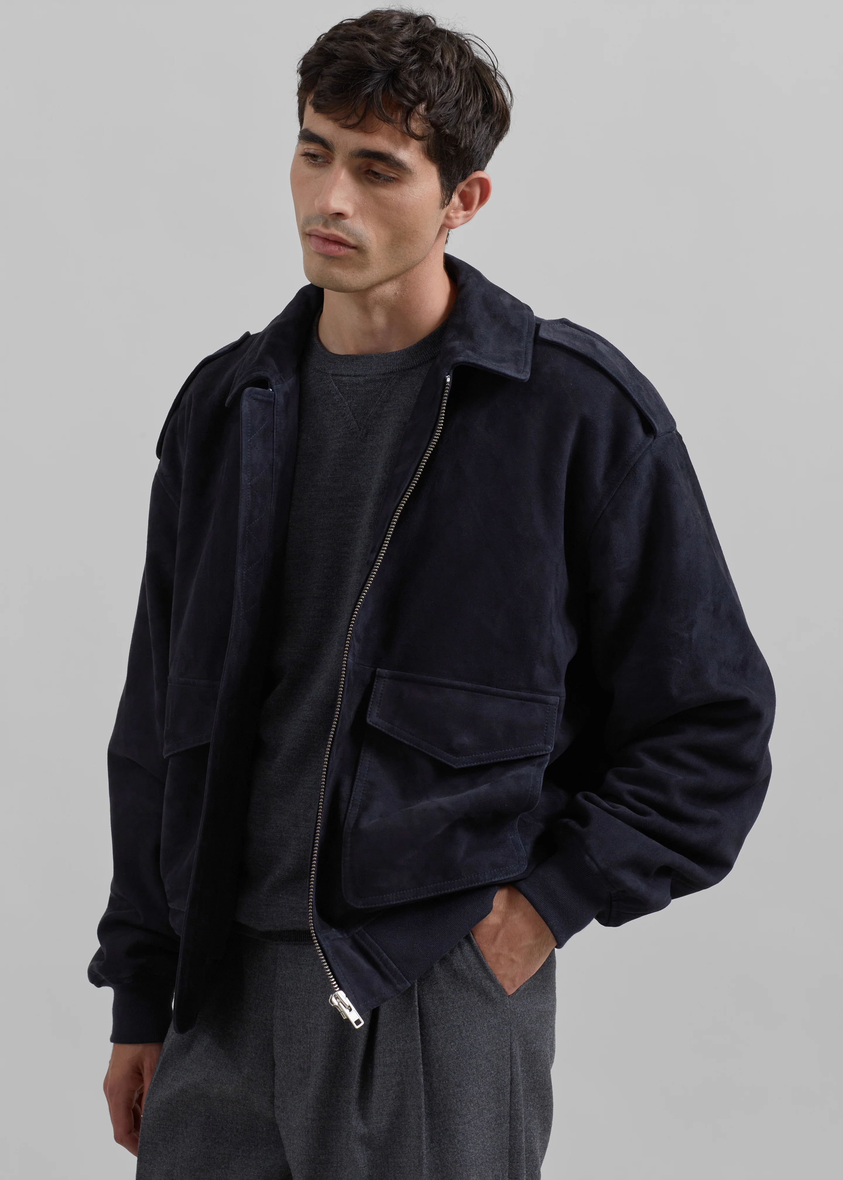 Viper Suede Jacket - Navy - Image 5