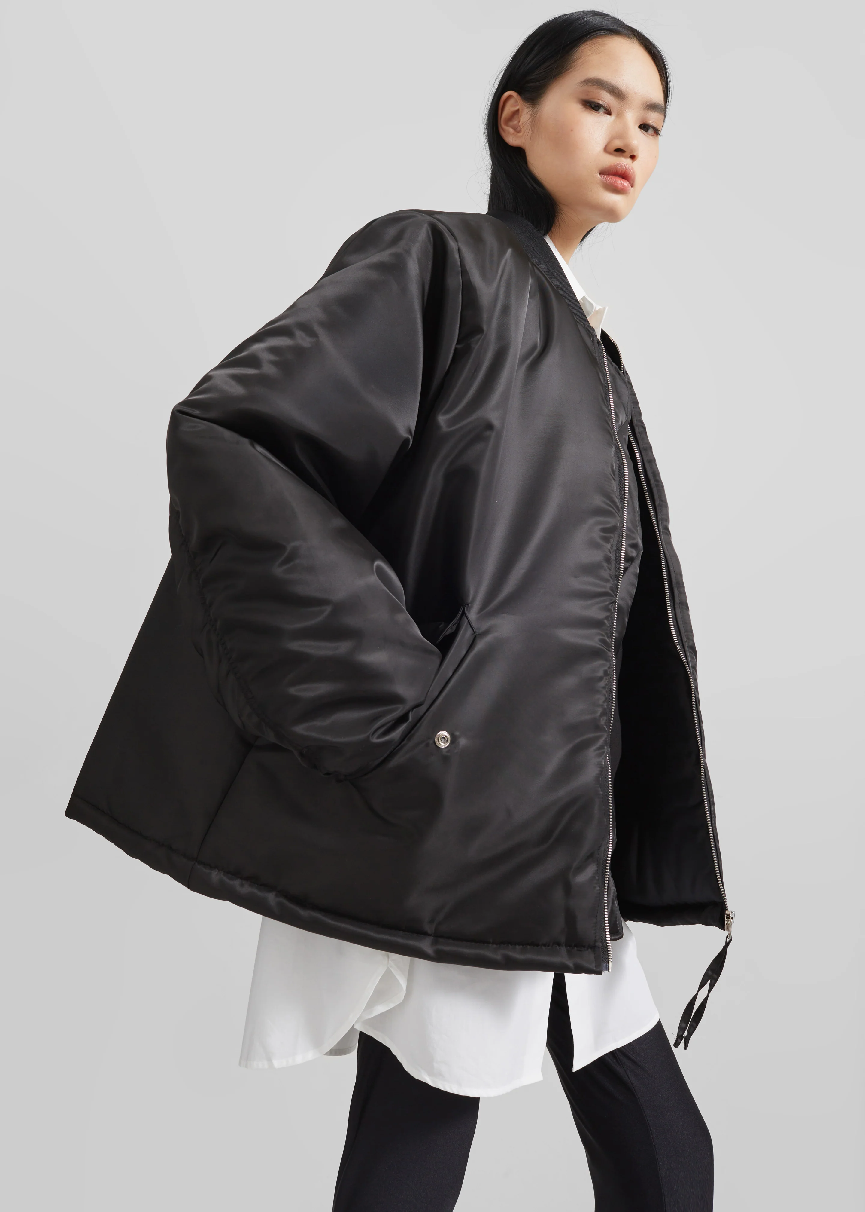Volme Padded Bomber Jacket - Black - Image 2