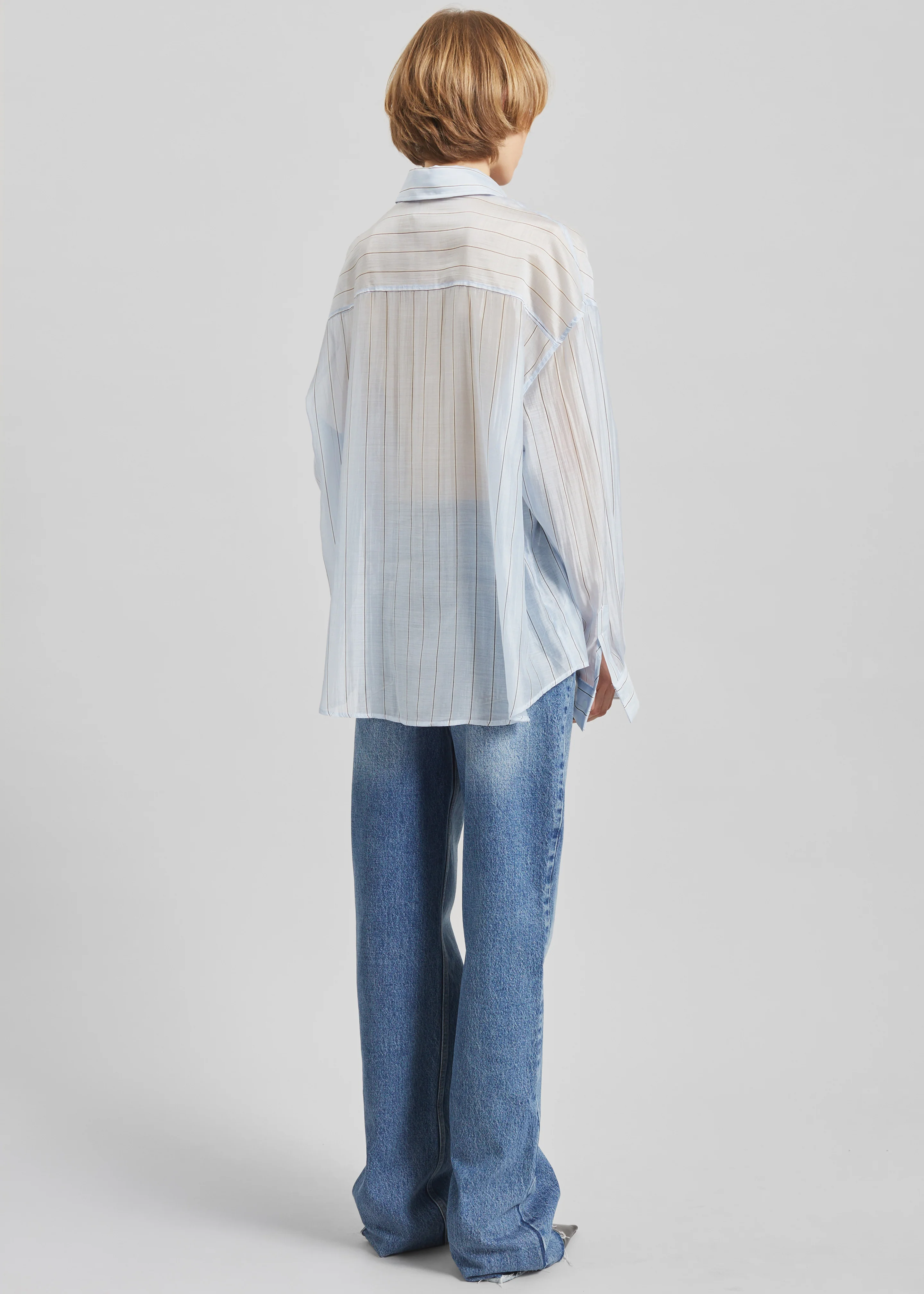 Vranor Light Sheer Shirt - Light Blue/Black Stripe - Image 7