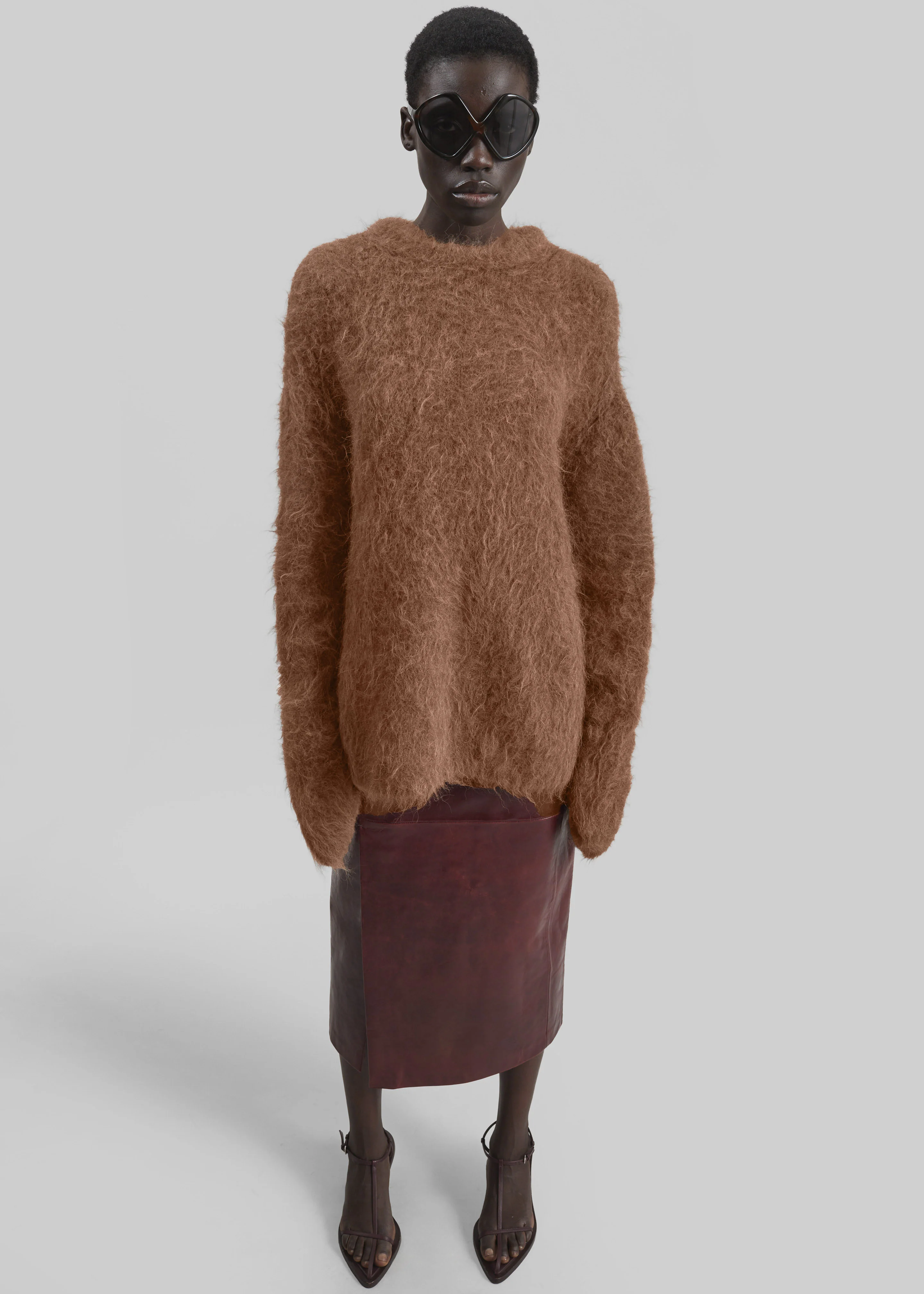 Willy Alpaca Knit Sweater - Dark Taupe - Image 2