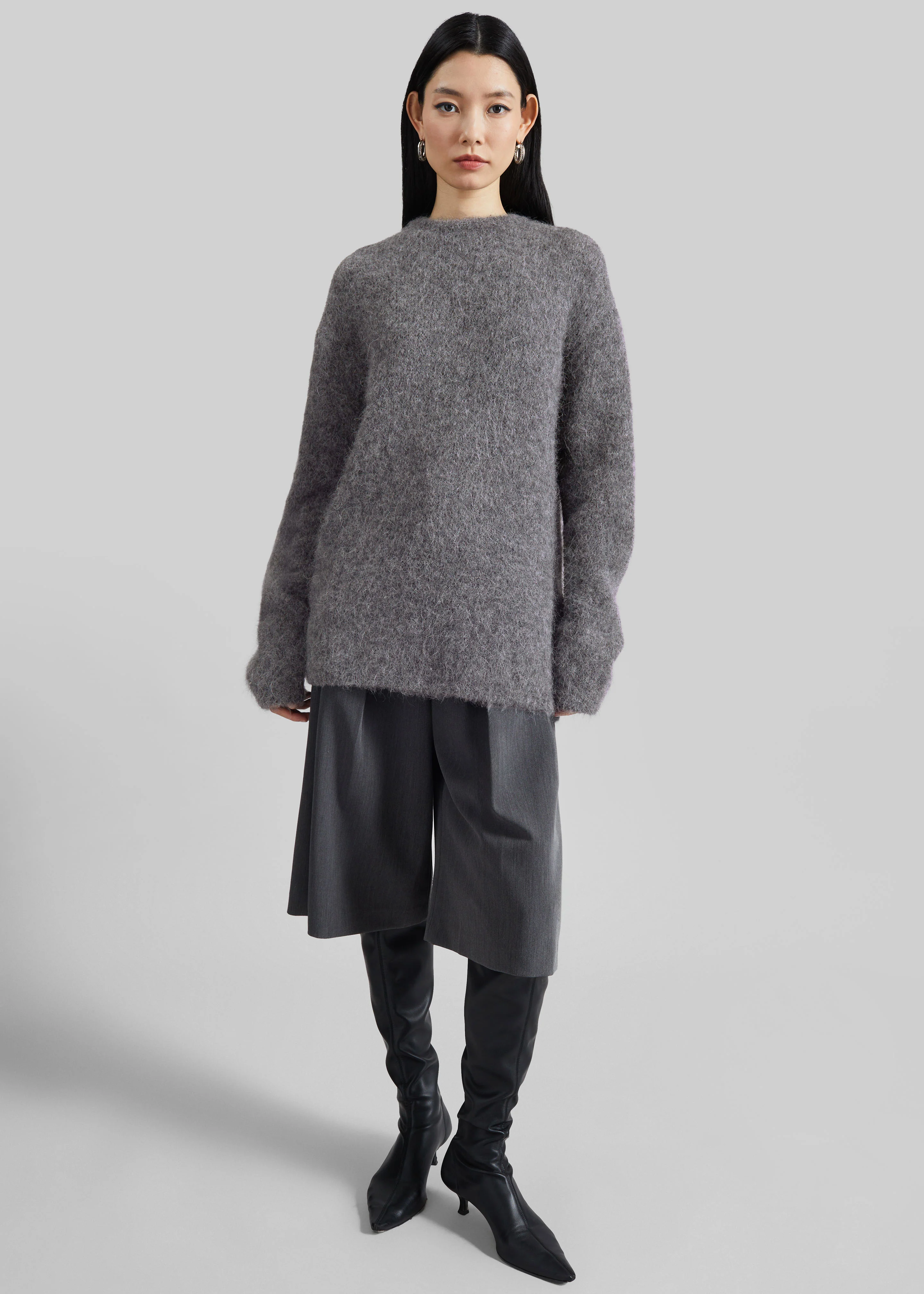 Willy Alpaca Knit Sweater - Grey - Image 4