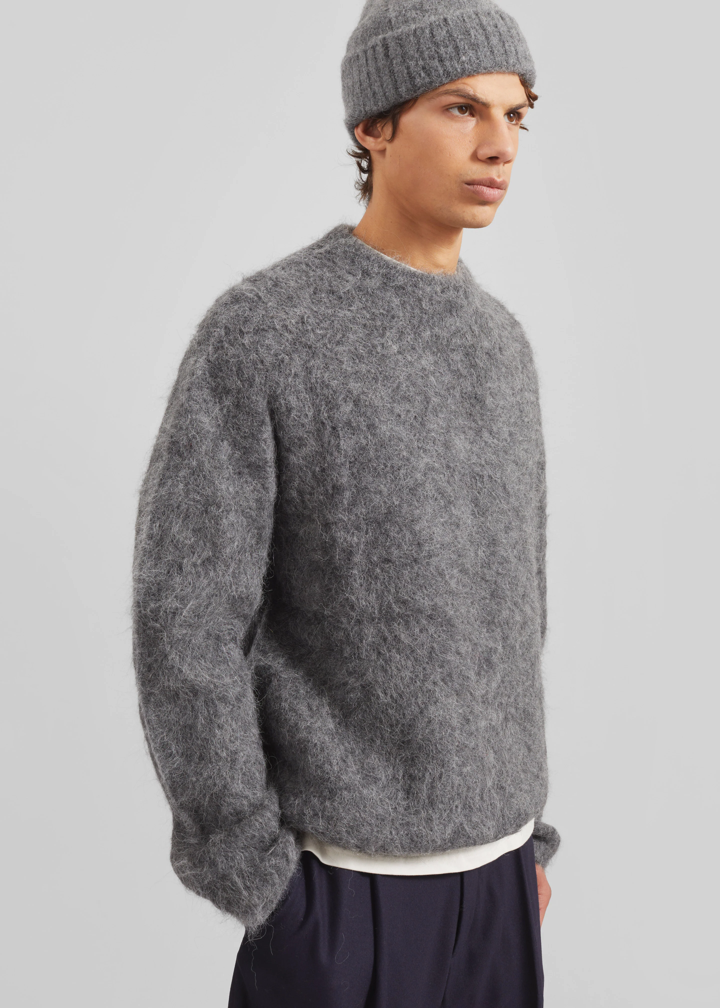 Willy Alpaca Knit Sweater - Grey - Image 5