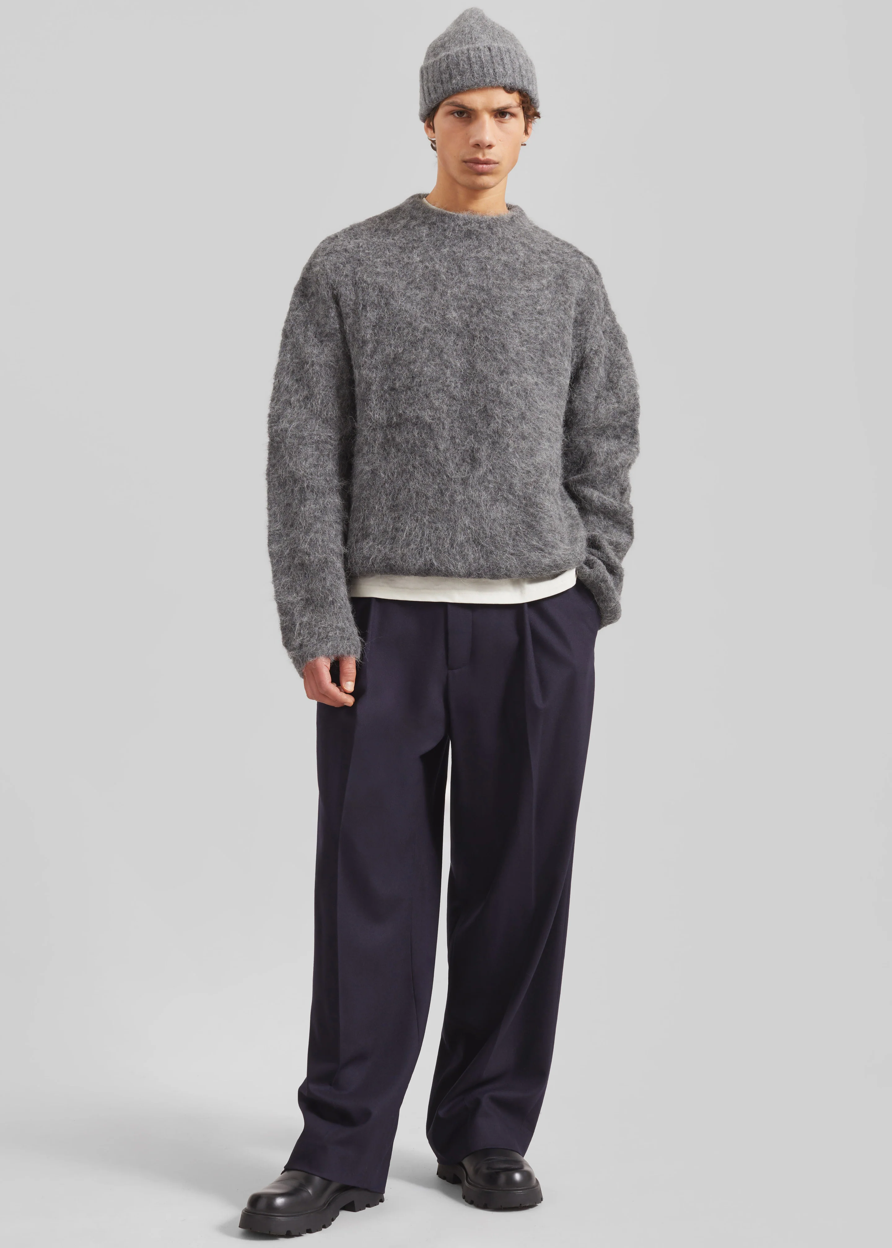 Willy Alpaca Knit Sweater - Grey - Image 7