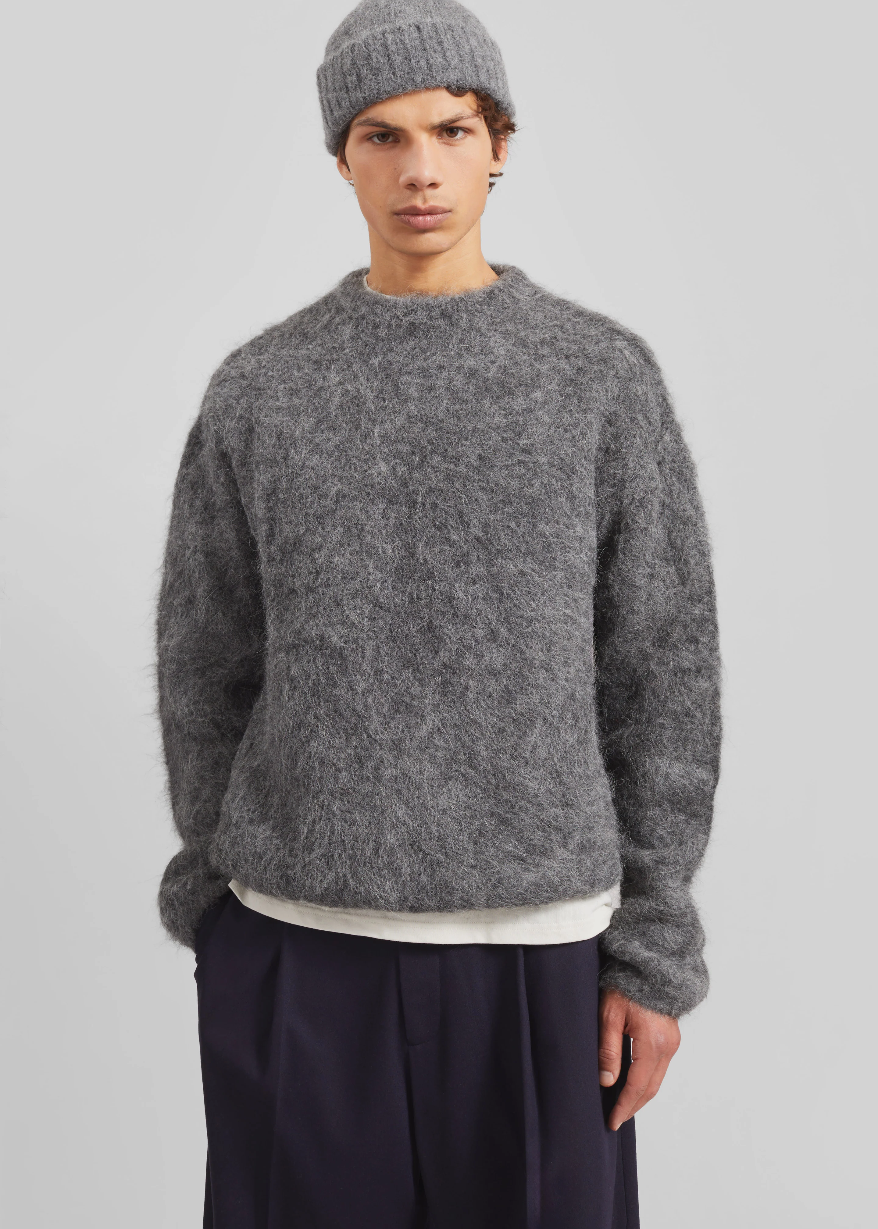Willy Alpaca Knit Sweater - Grey - Image 8