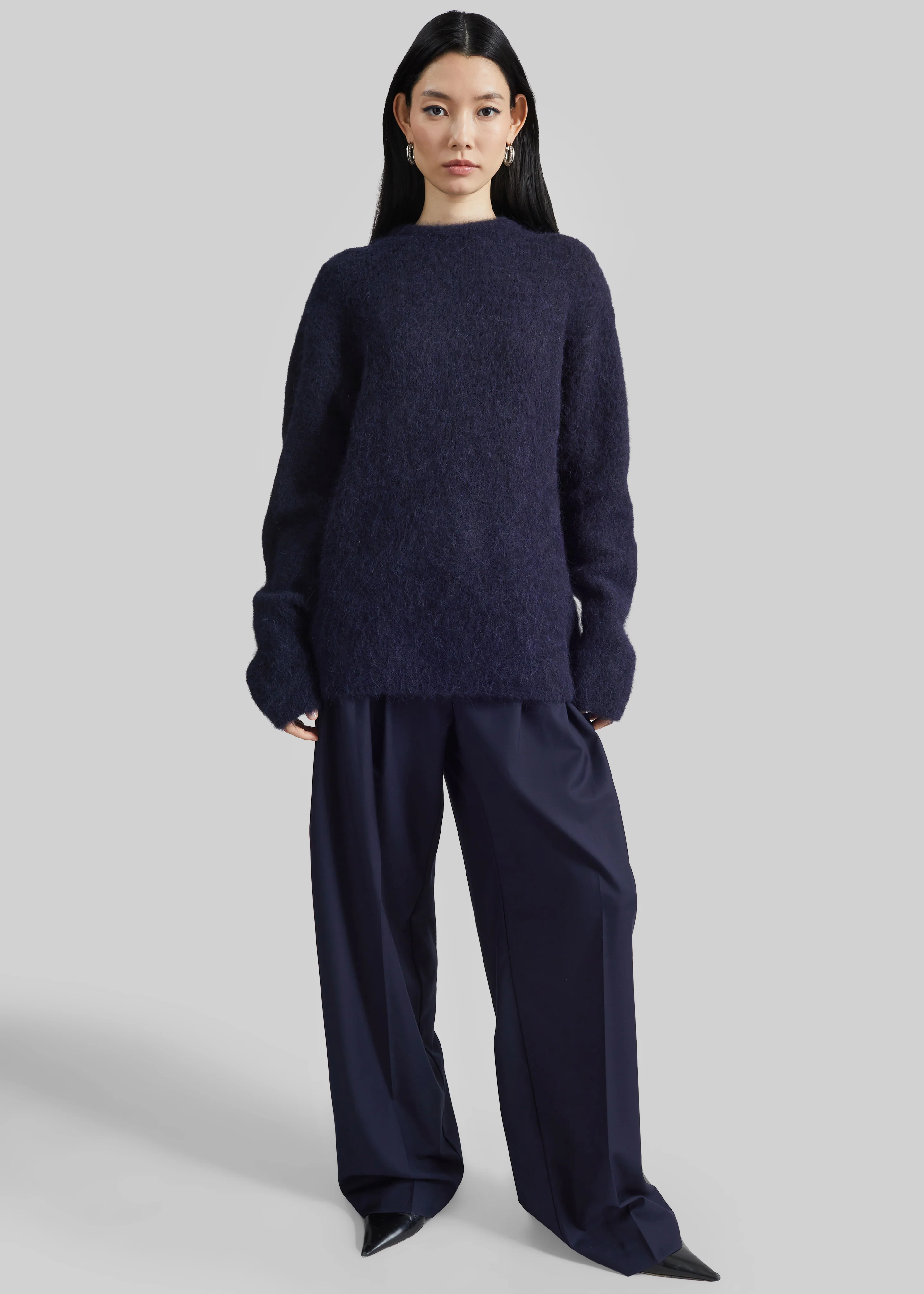 Willy Alpaca Knit Sweater - Navy - Image 2