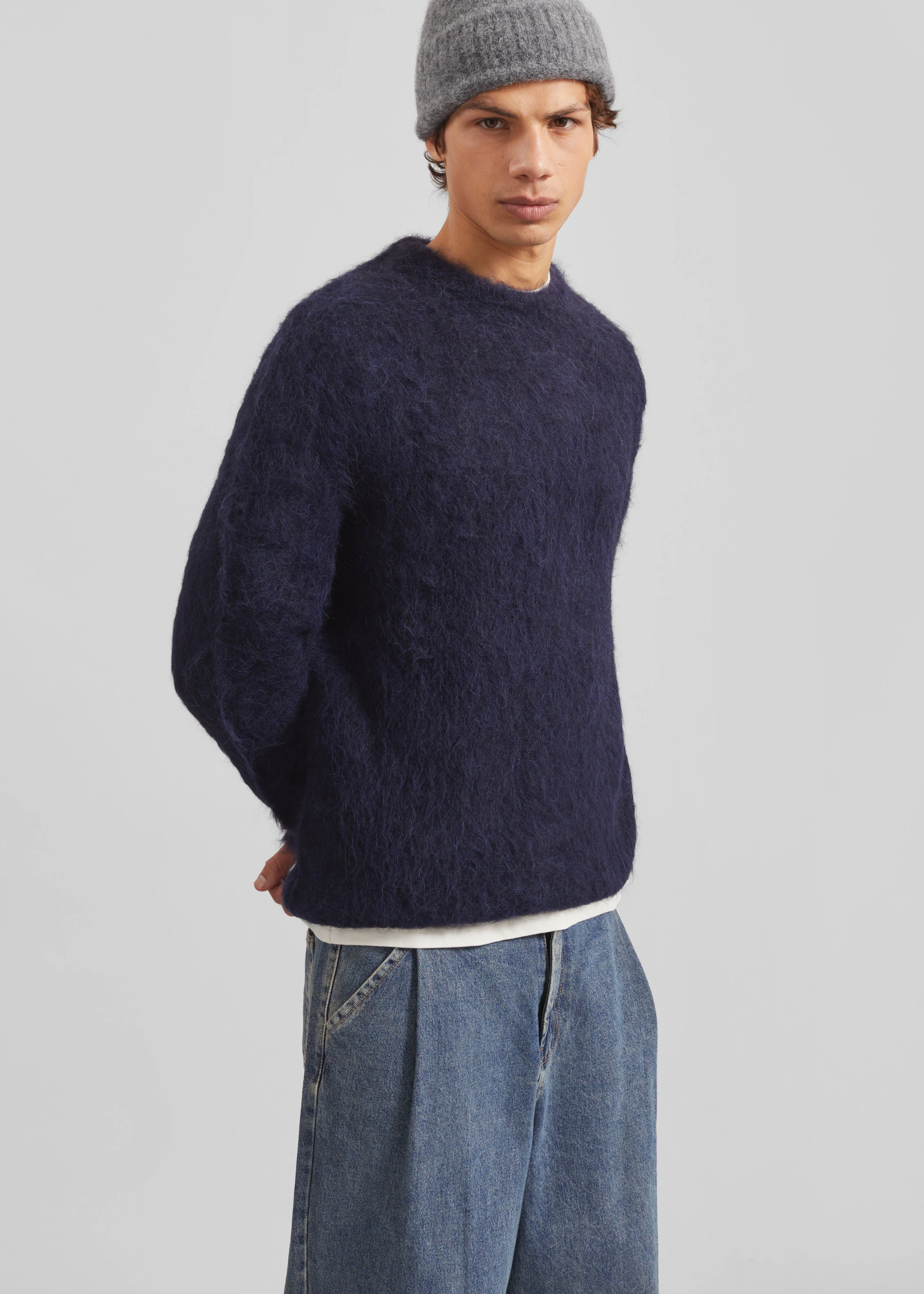 Willy Alpaca Knit Sweater - Navy - Image 9