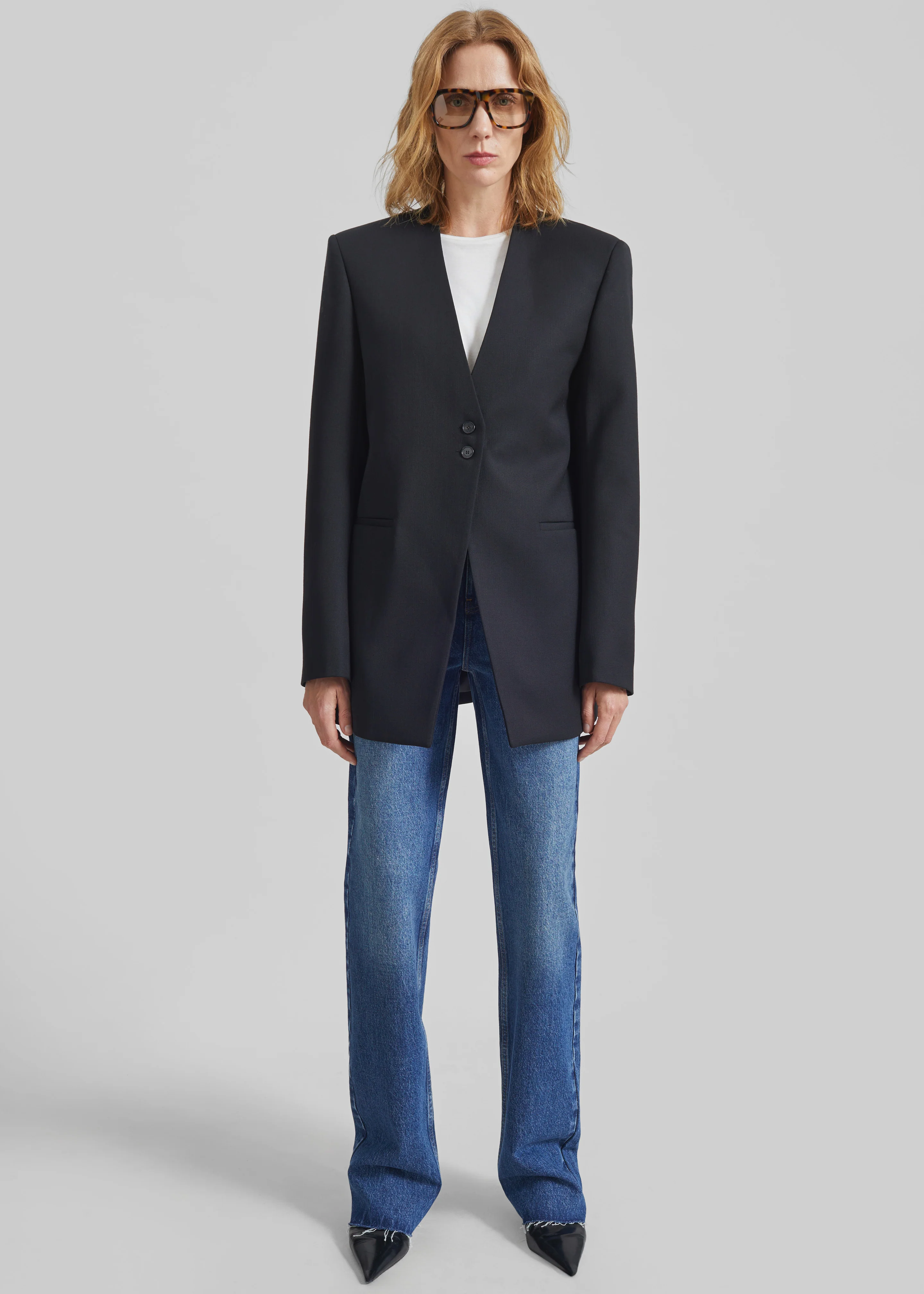 Winsen Collarless Blazer - Black - Image 2