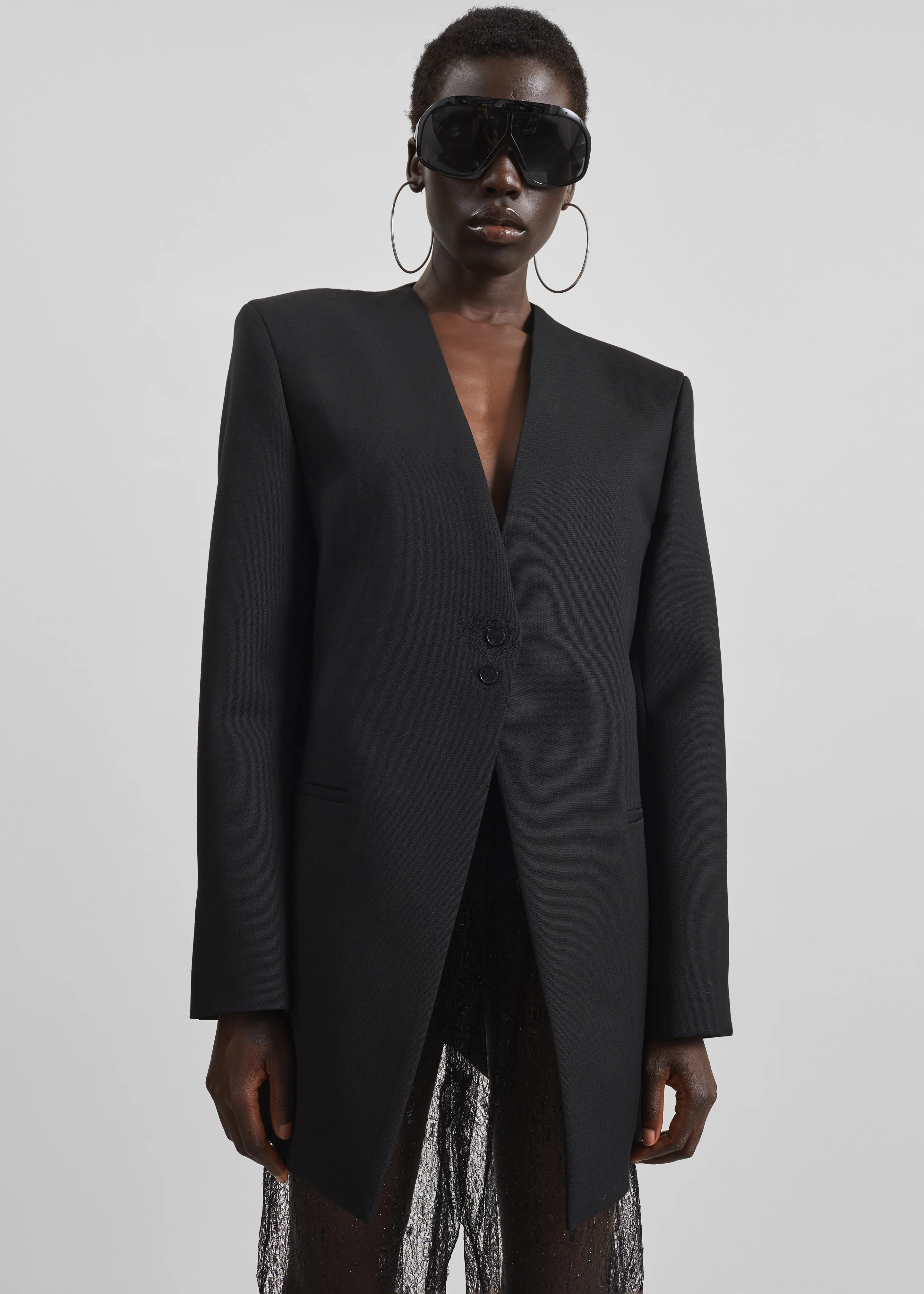 Winsen Collarless Blazer - Black - Image 3