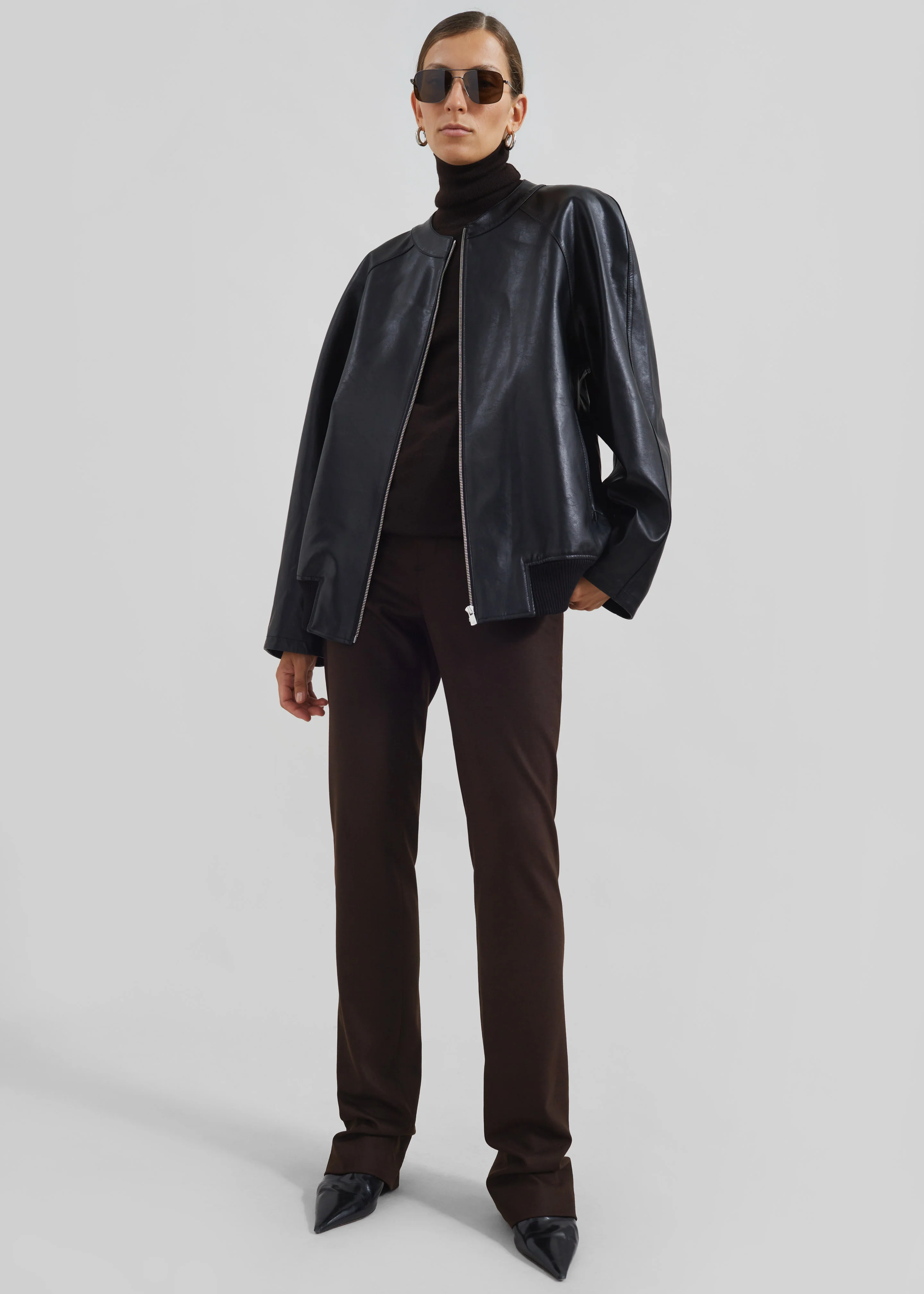 Xyla Faux Leather Jacket - Black - Image 3