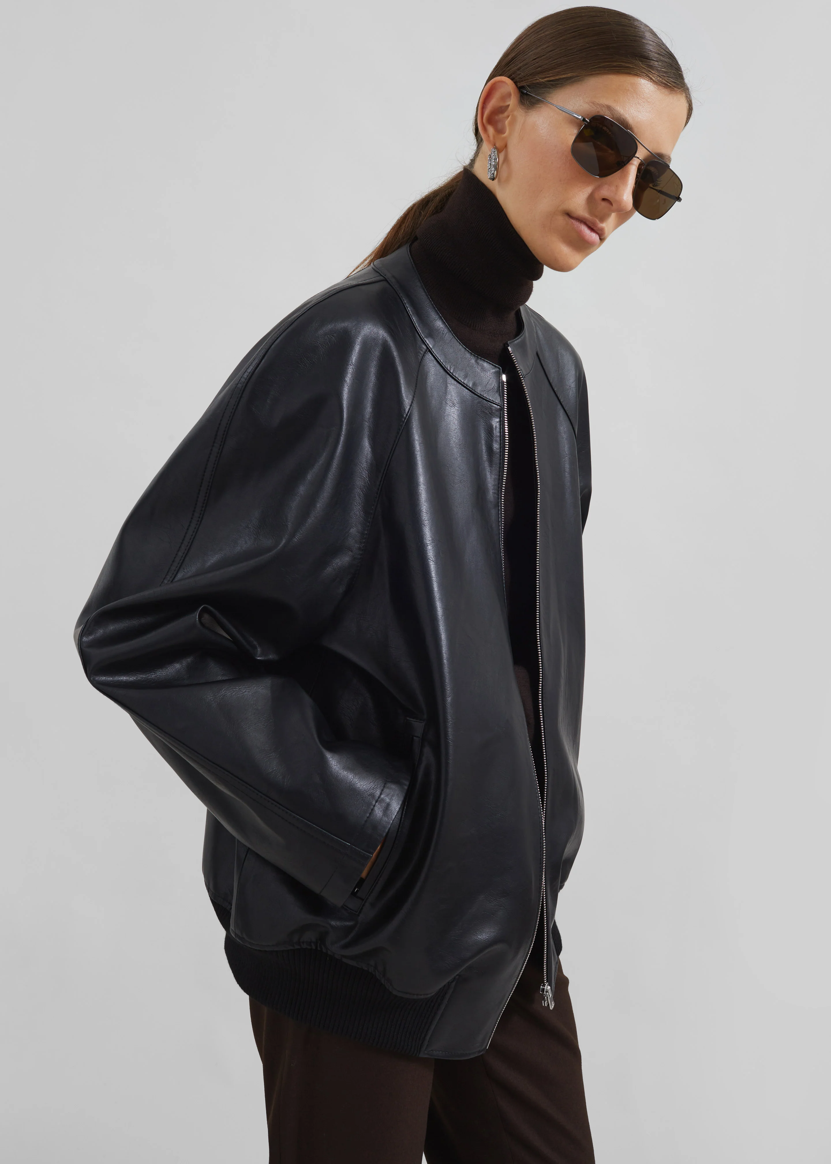Xyla Faux Leather Jacket - Black - Image 7