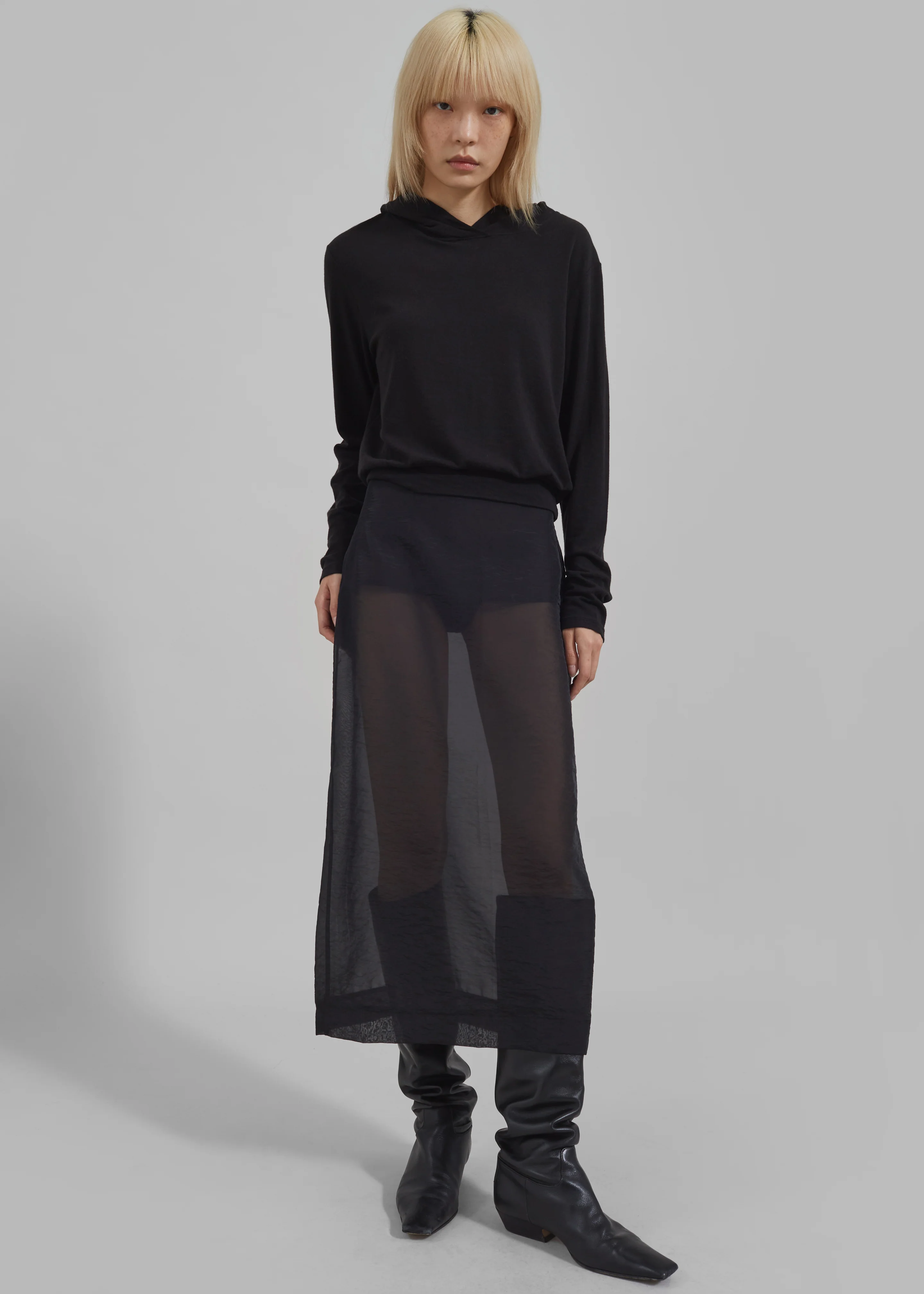 Yara Sheer Midi Skirt - Black - Image 3