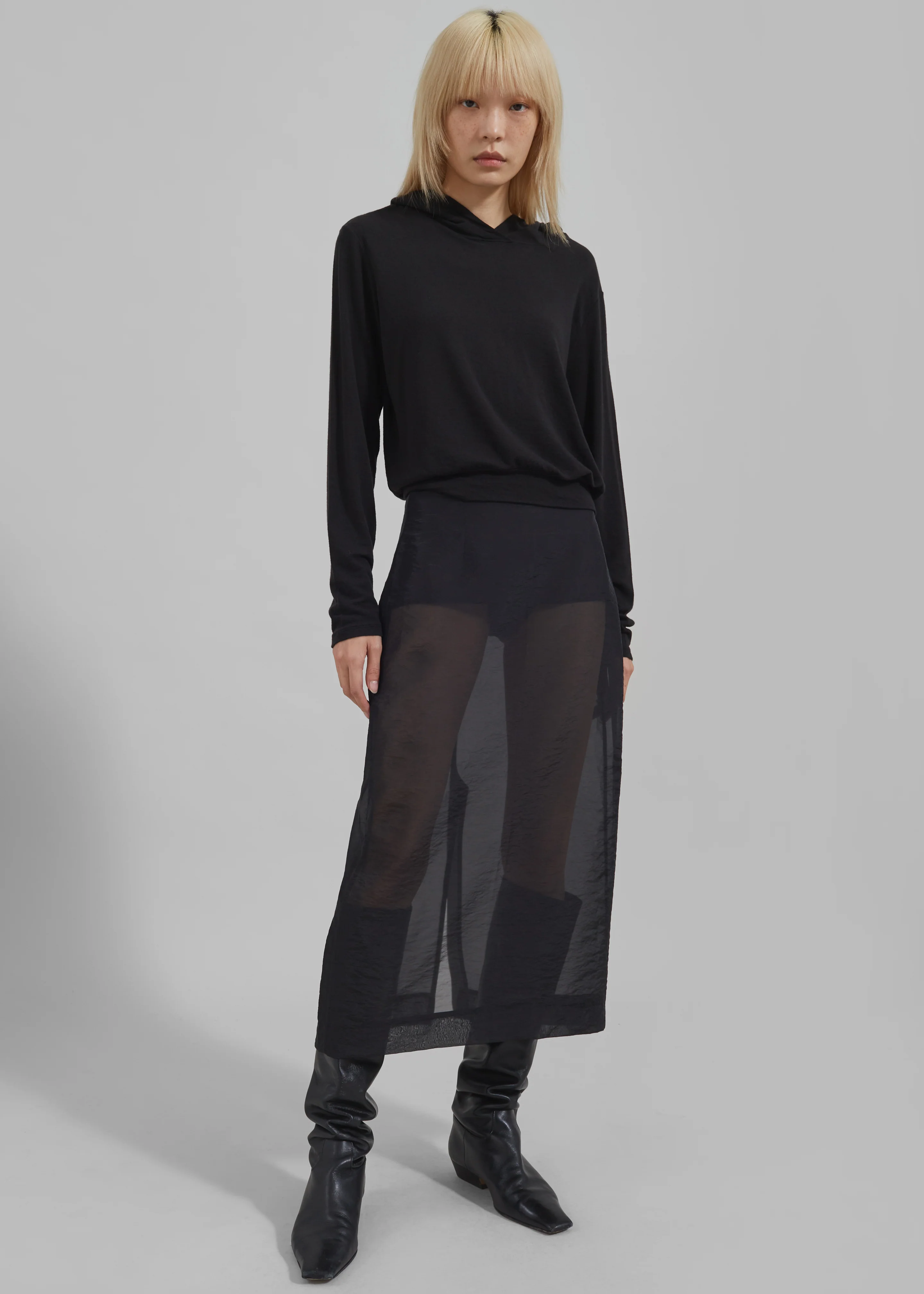 Yara Sheer Midi Skirt - Black - Image 4