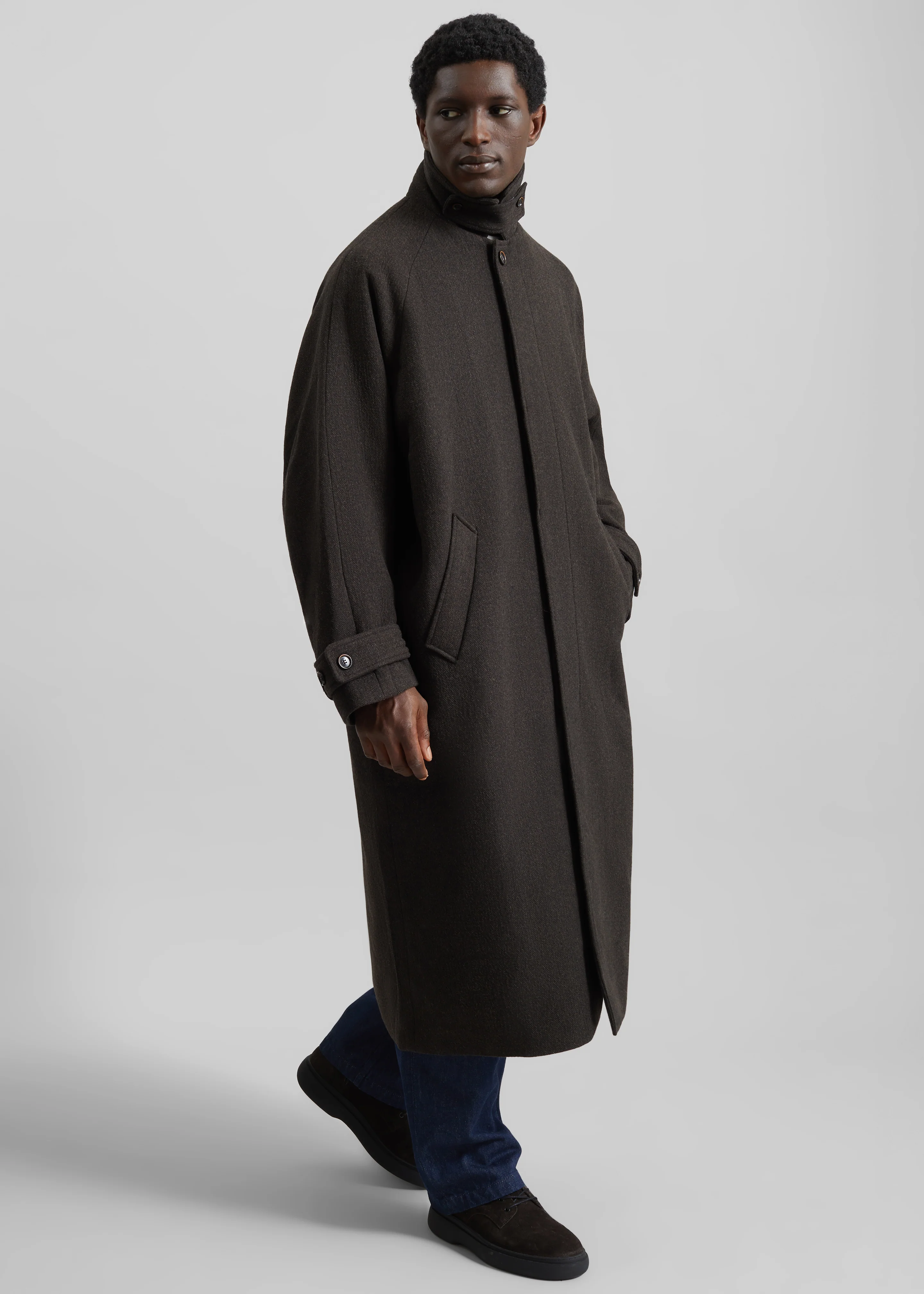 Zach Wool Blend Coat - Brown - Image 3