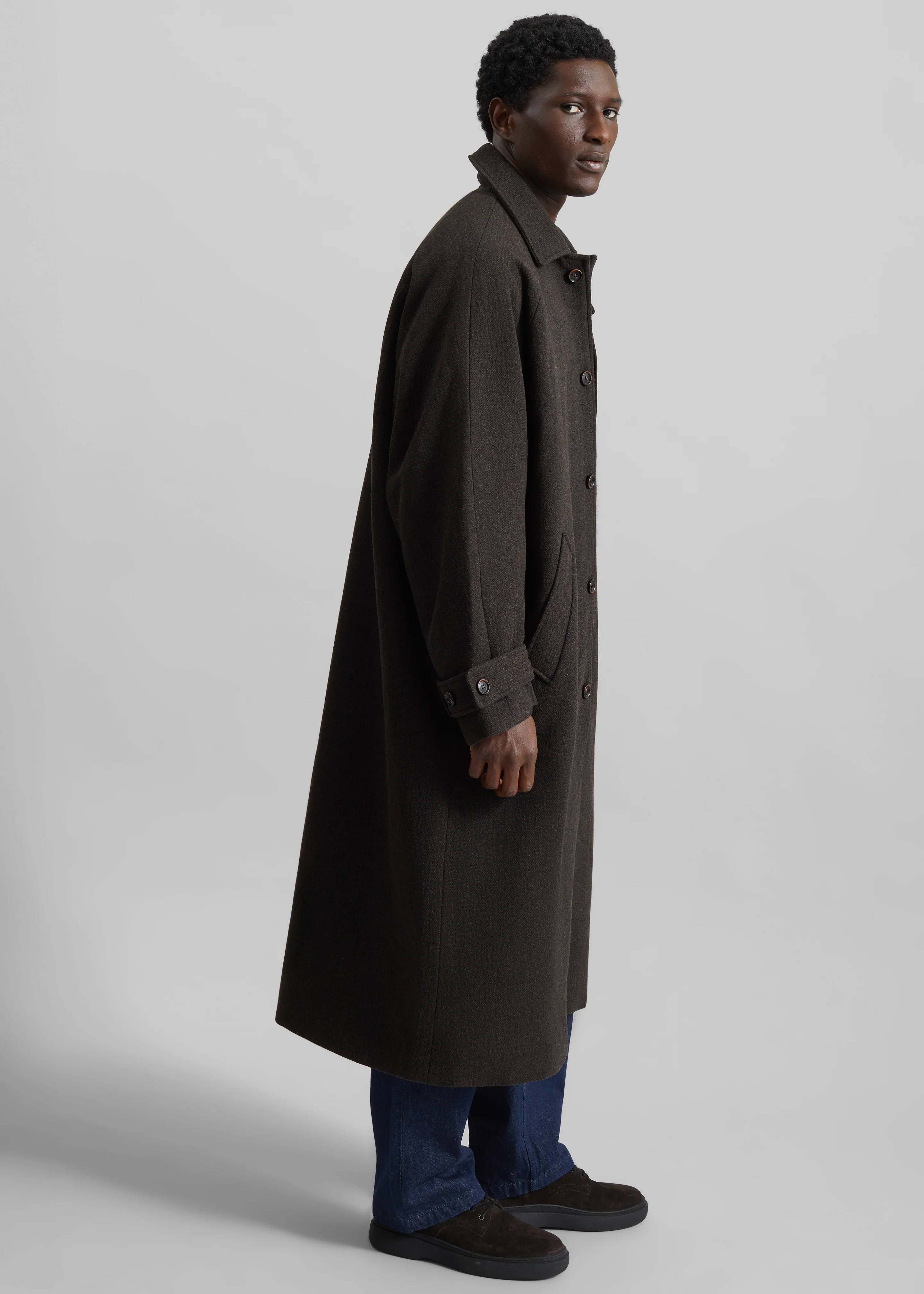 Zach Wool Blend Coat - Brown - Image 5