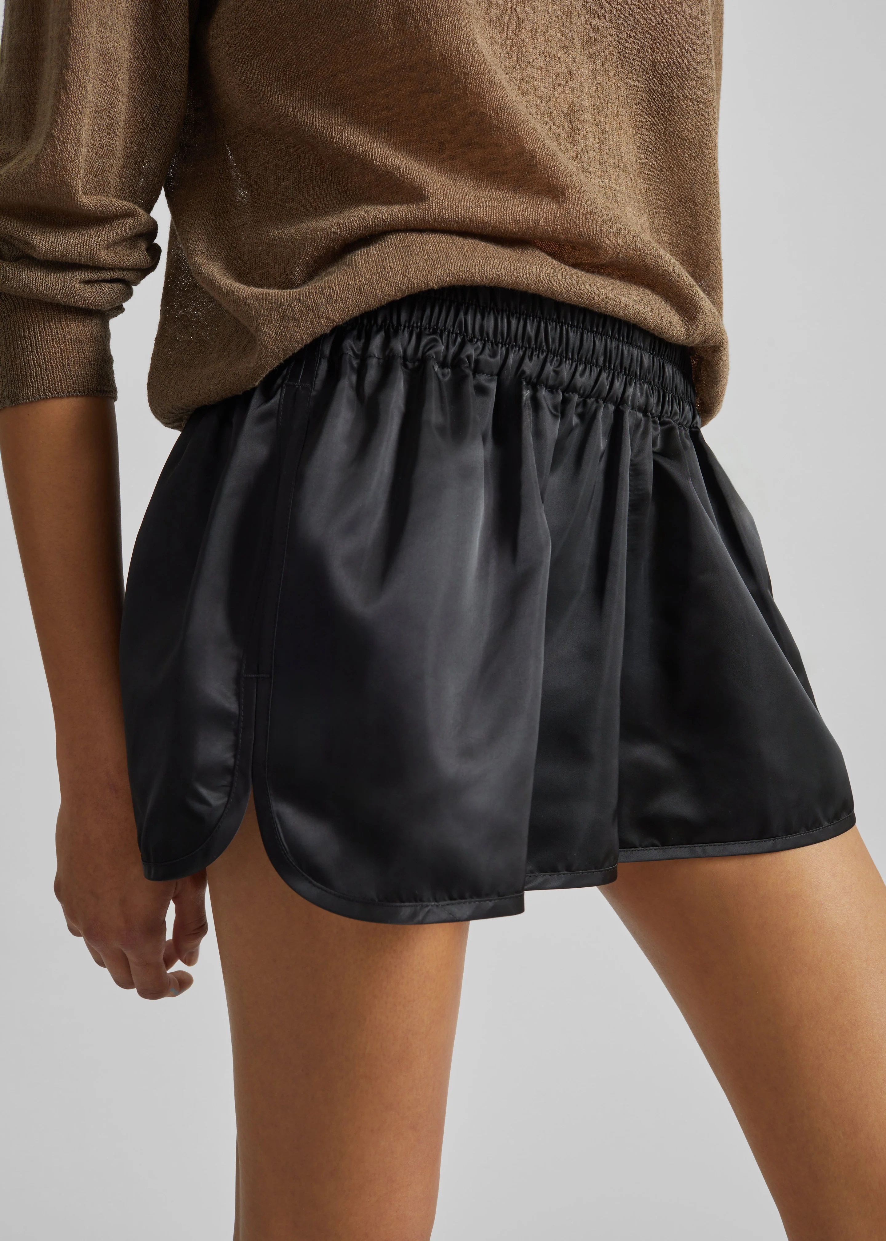 Zafra Satin Mini Shorts - Black - Image 3