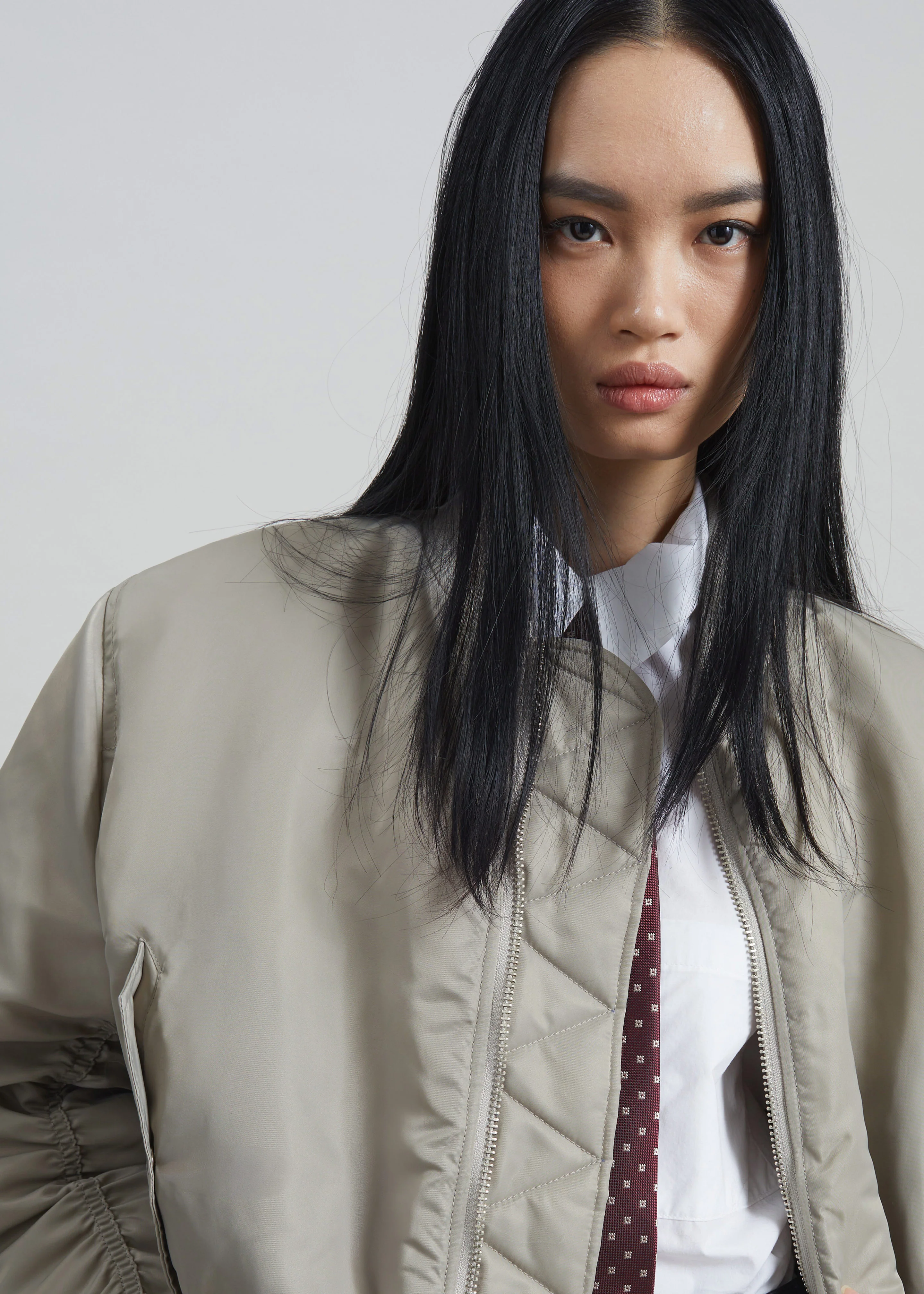 Zernez Cropped Bomber Jacket - Stone - Image 4